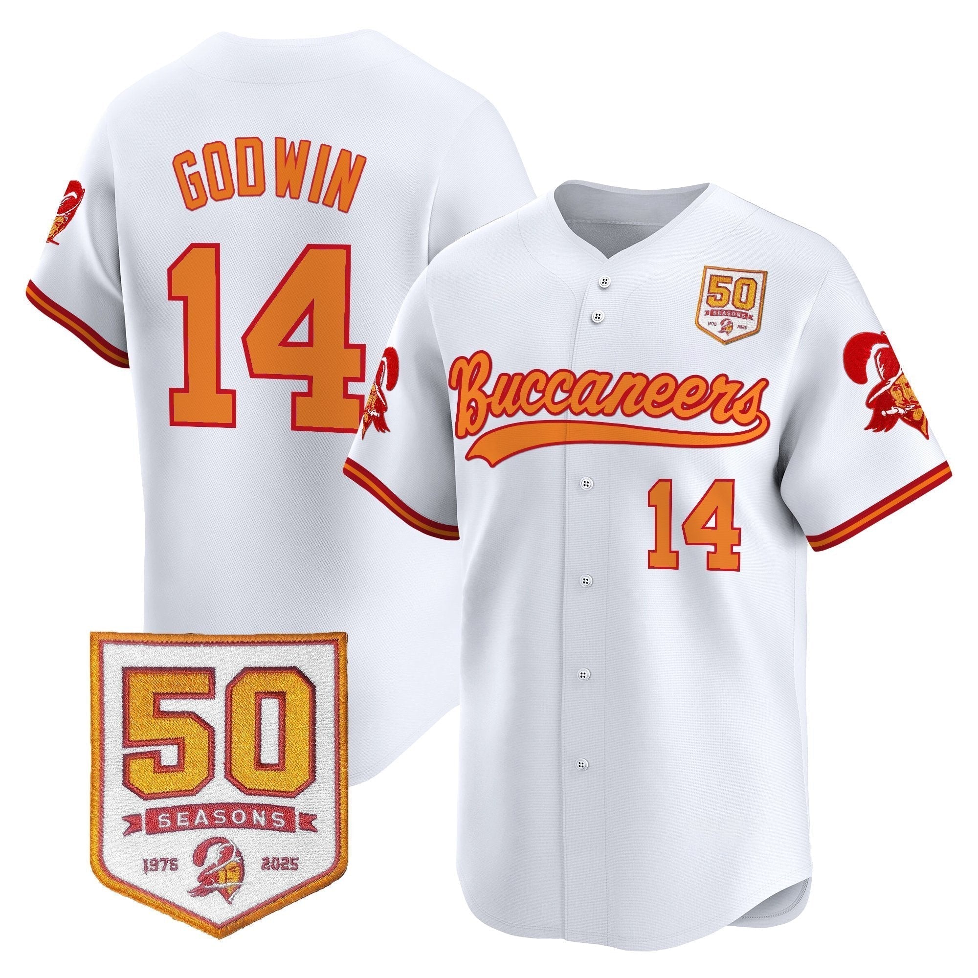 TB 50th Season Patch Vapor Baseball Jersey - Stitched