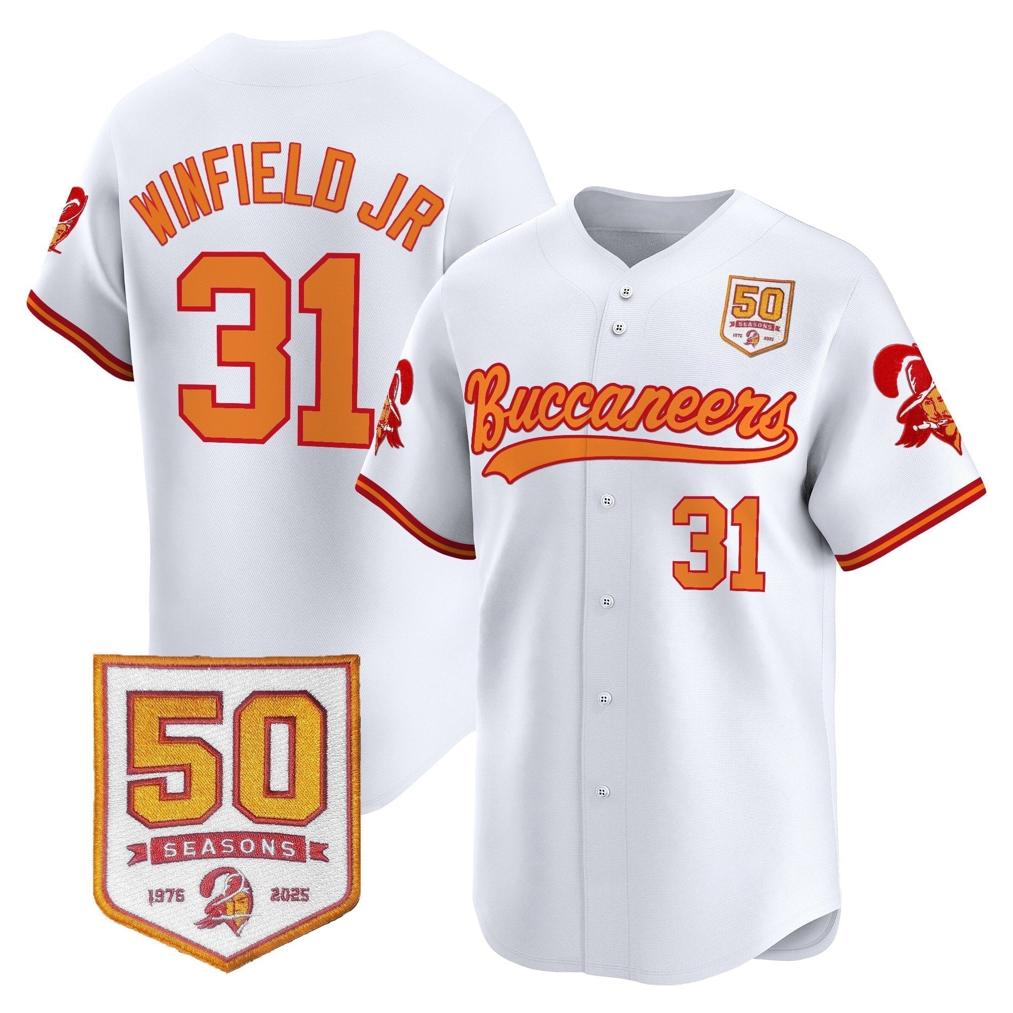 TB 50th Season Patch Vapor Baseball Jersey - Stitched
