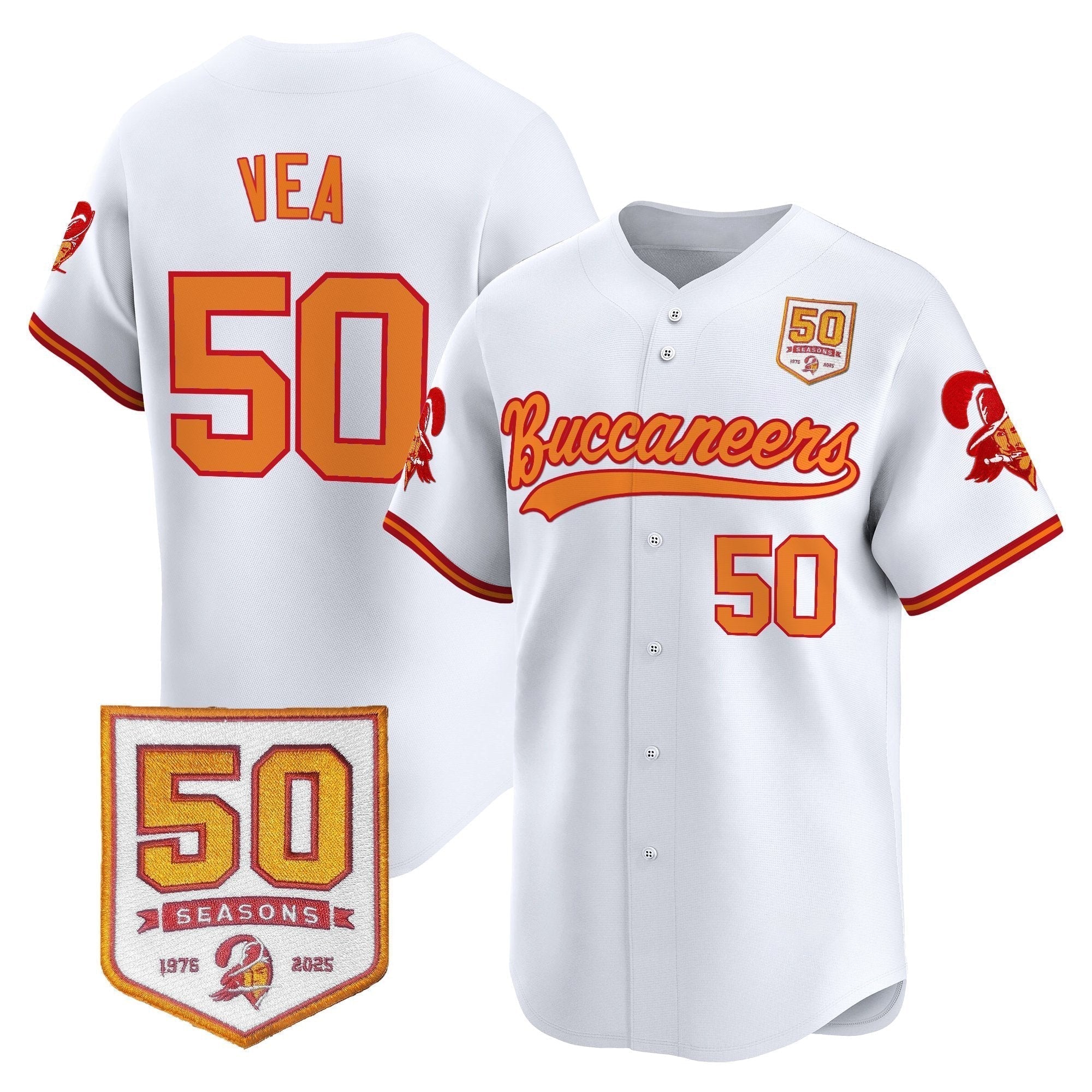 TB 50th Season Patch Vapor Baseball Jersey - Stitched