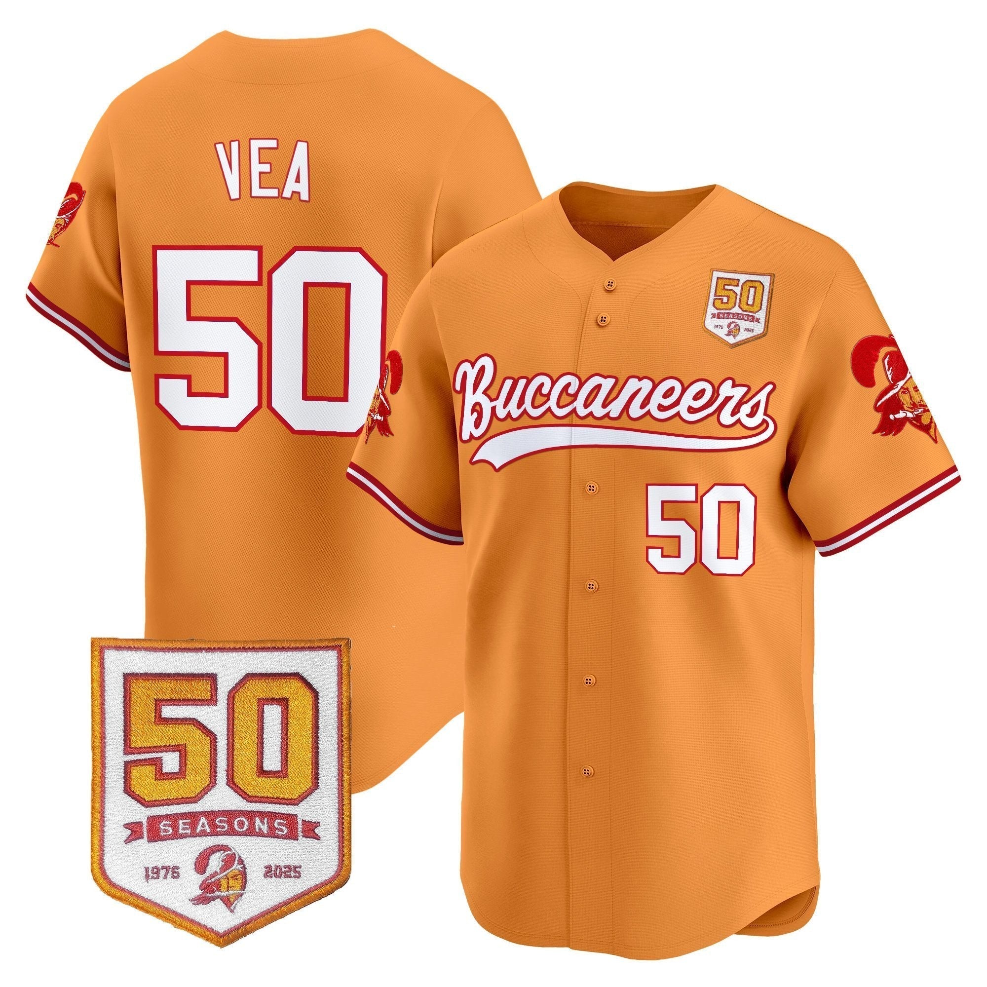 TB 50th Season Patch Vapor Baseball Jersey - Stitched