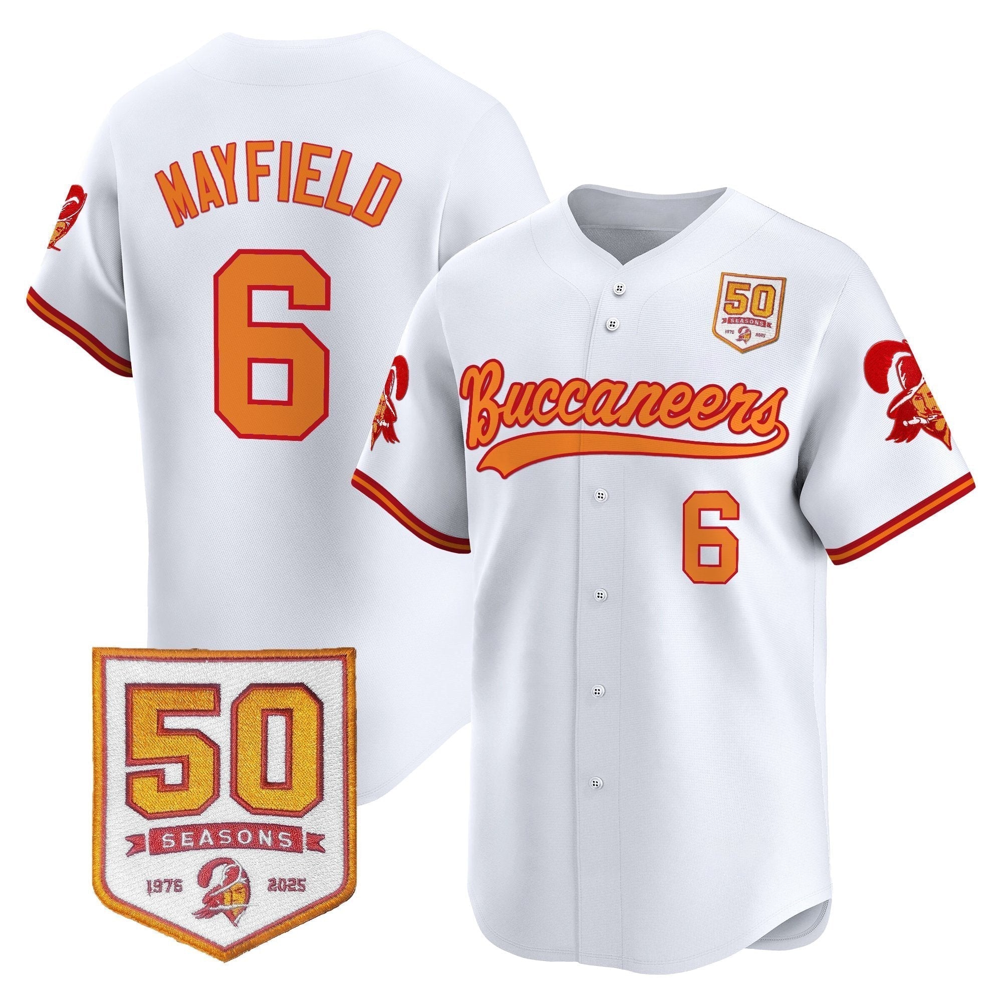 TB 50th Season Patch Vapor Baseball Jersey - Stitched