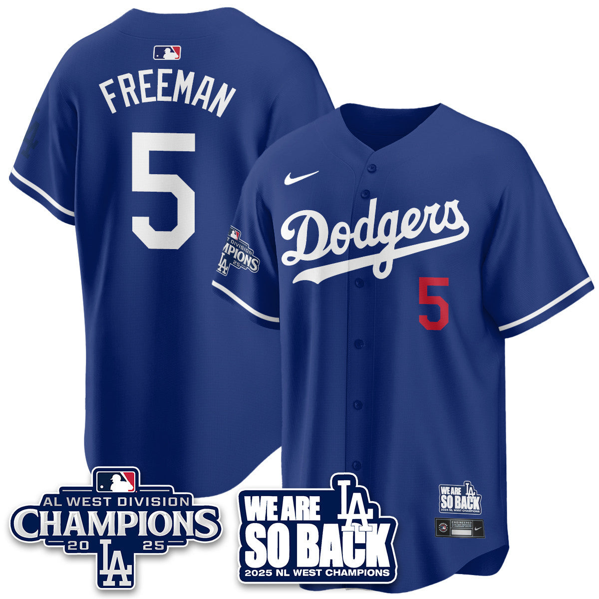 Men's Los Angeles Dodgers 2025 NL West Division Champions Jersey - All Stitched