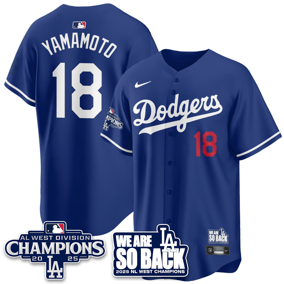 Men's Los Angeles Dodgers 2025 NL West Division Champions Jersey - All Stitched