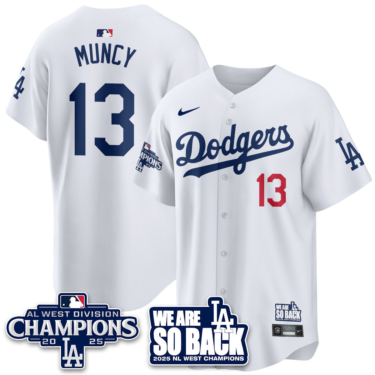 Men's Los Angeles Dodgers 2025 NL West Division Champions Jersey - All Stitched