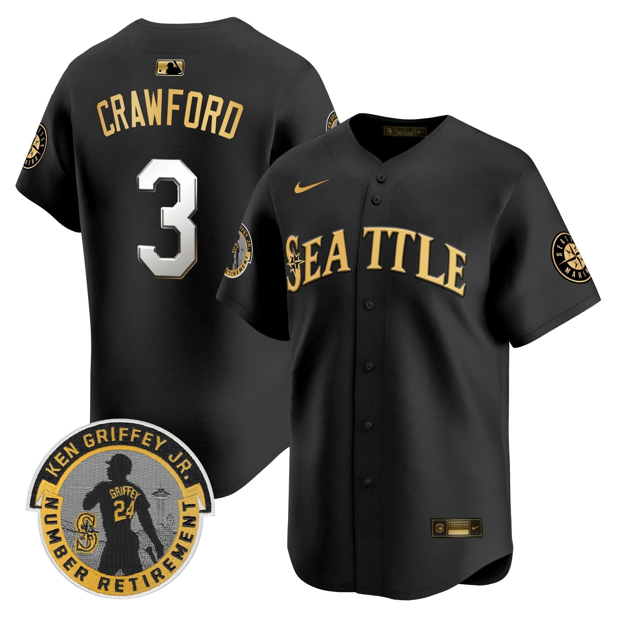 SEA 2025 Ken Griffey Jr. Patch Vapor Premier Limited Jersey - Stitched