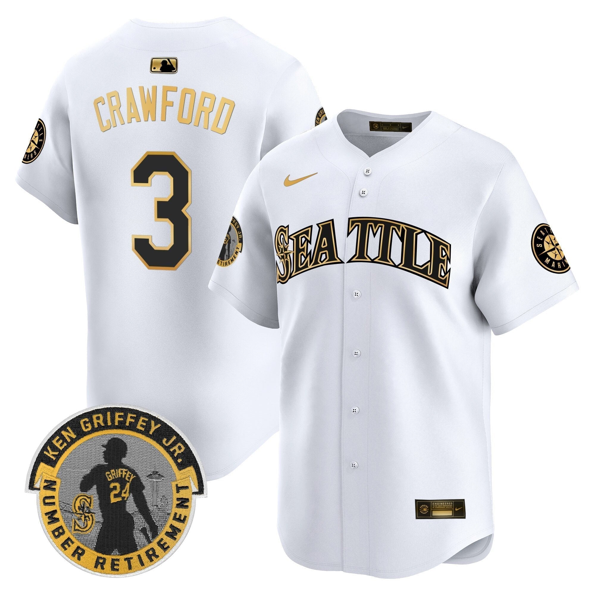 SEA 2025 Ken Griffey Jr. Patch Vapor Premier Limited Jersey - Stitched