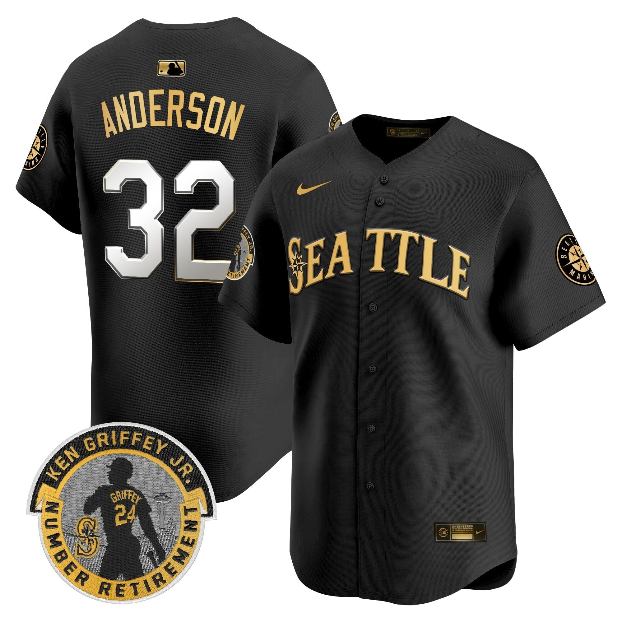 SEA 2025 Ken Griffey Jr. Patch Vapor Premier Limited Jersey - Stitched