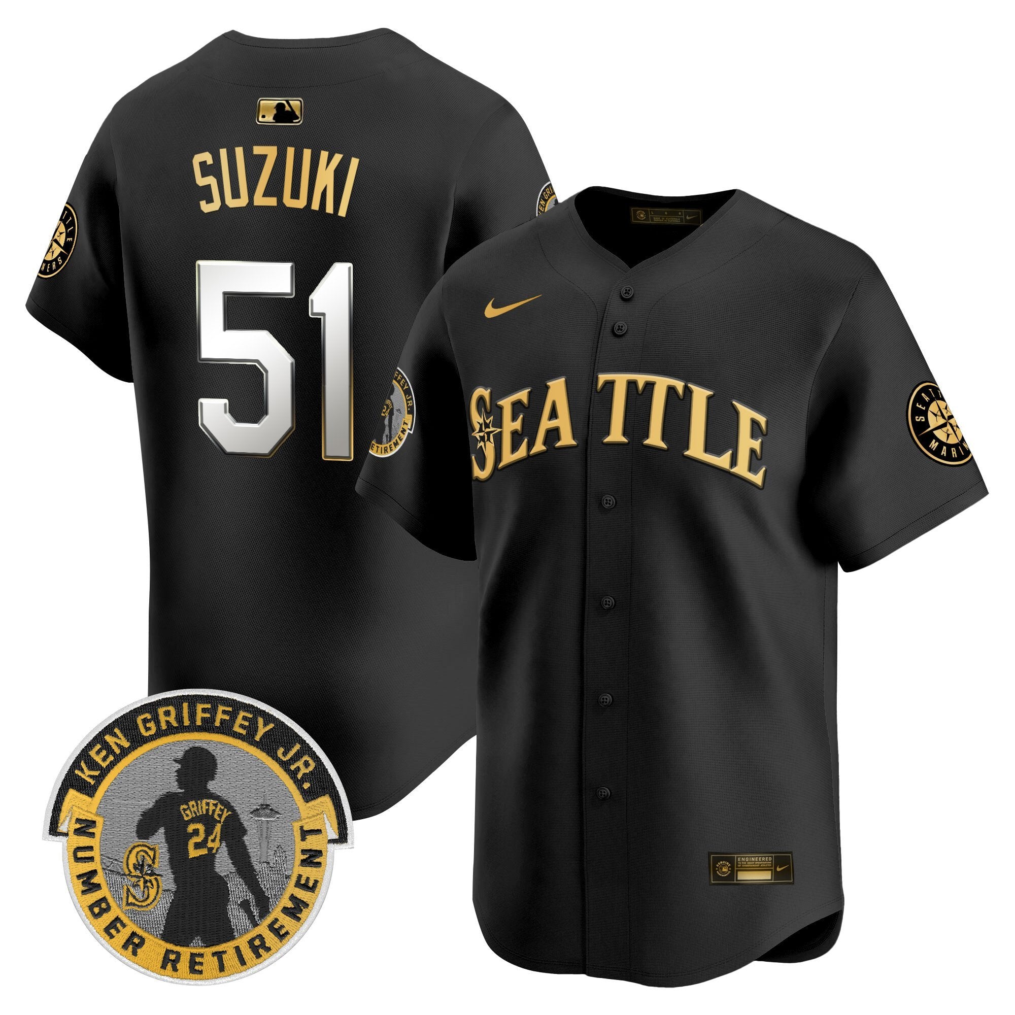 SEA 2025 Ken Griffey Jr. Patch Vapor Premier Limited Jersey - Stitched