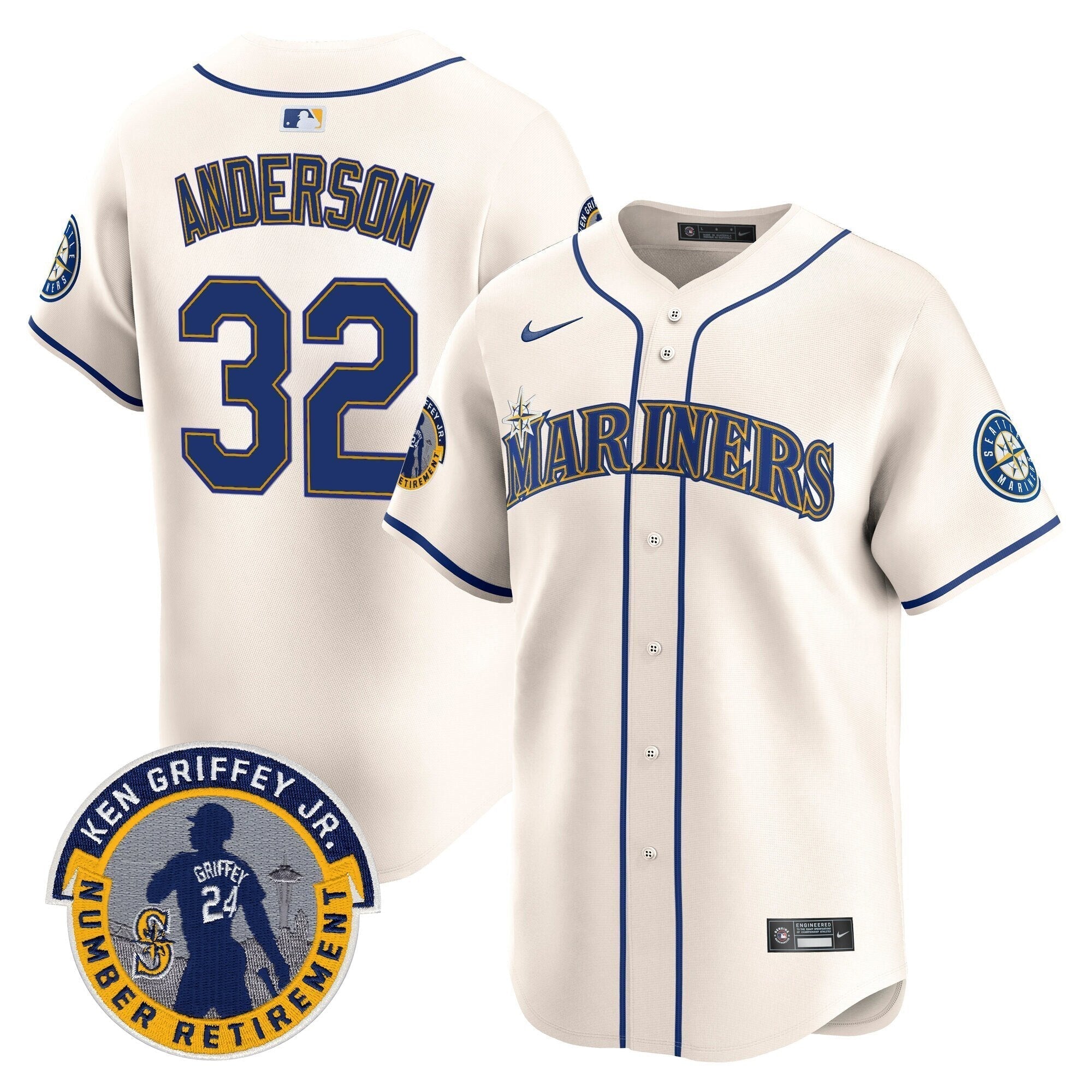 SEA 2025 Ken Griffey Jr. Patch Vapor Premier Limited Jersey - Stitched