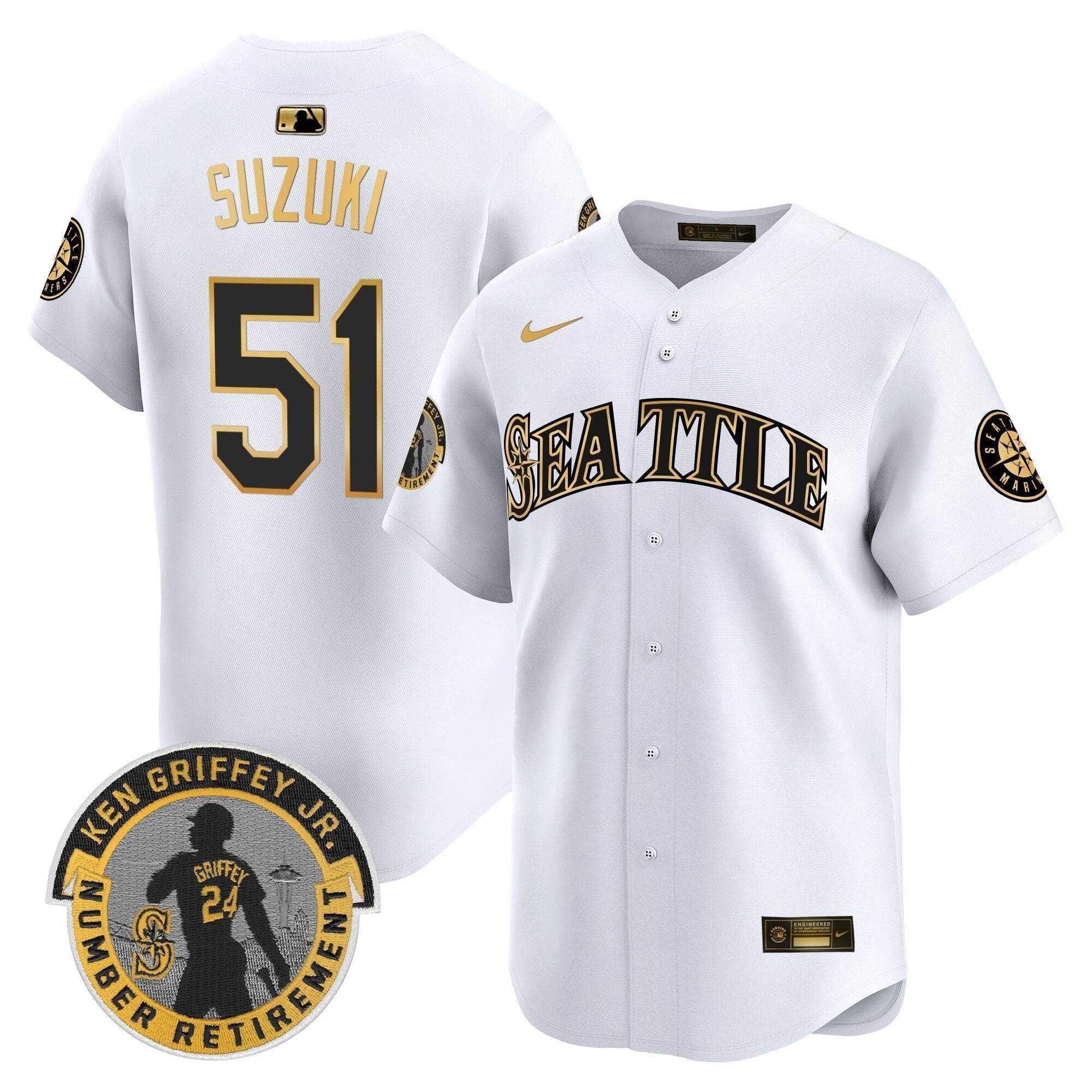 SEA 2025 Ken Griffey Jr. Patch Vapor Premier Limited Jersey - Stitched