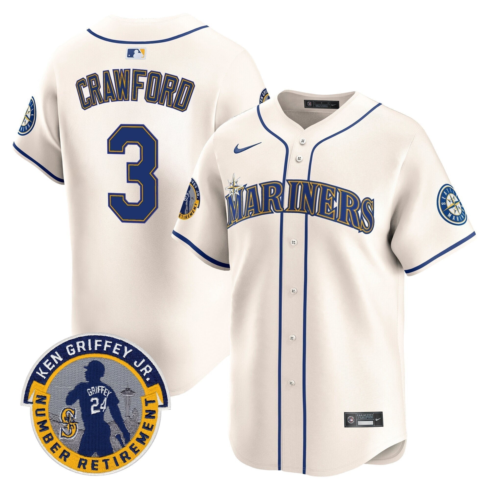 SEA 2025 Ken Griffey Jr. Patch Vapor Premier Limited Jersey - Stitched