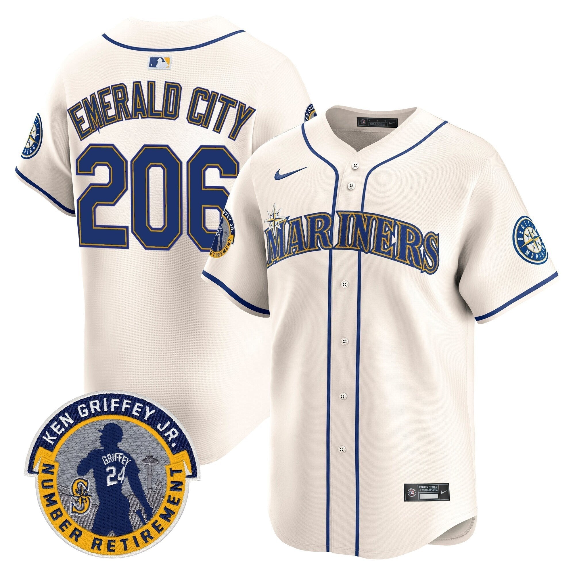 SEA 2025 Ken Griffey Jr. Patch Vapor Premier Limited Jersey - Stitched