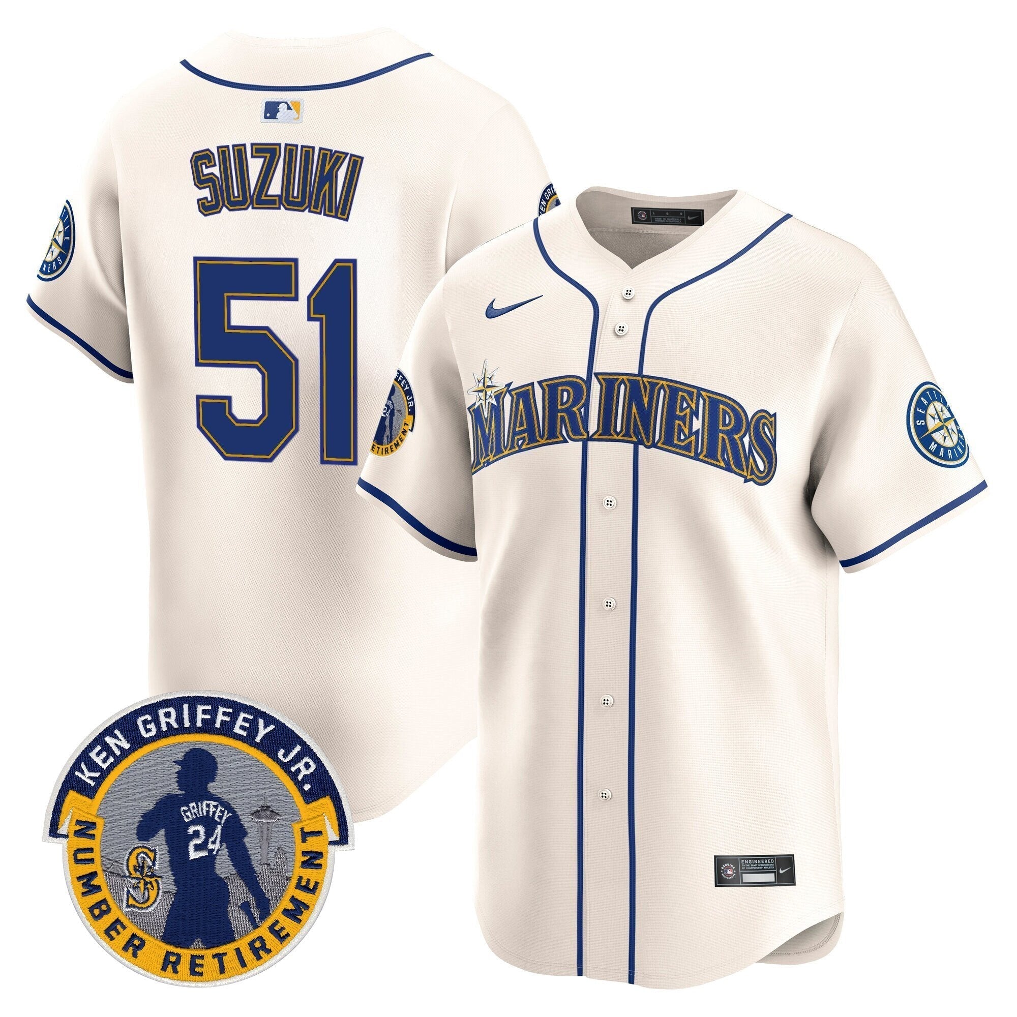 SEA 2025 Ken Griffey Jr. Patch Vapor Premier Limited Jersey - Stitched