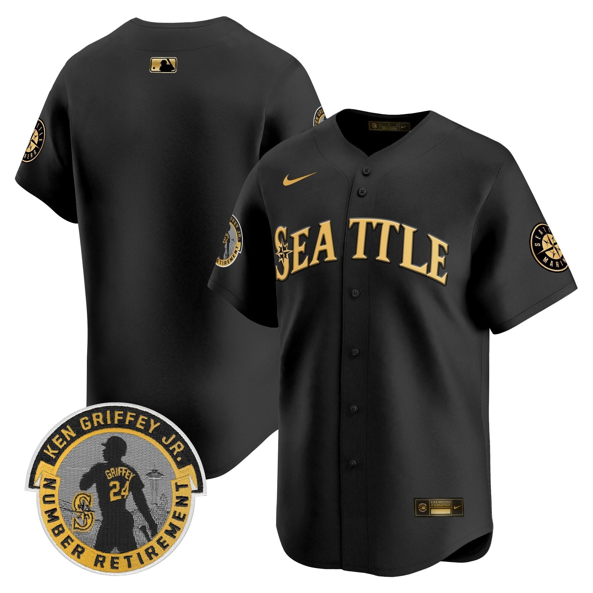 SEA 2025 Ken Griffey Jr. Patch Vapor Premier Limited Jersey - Stitched