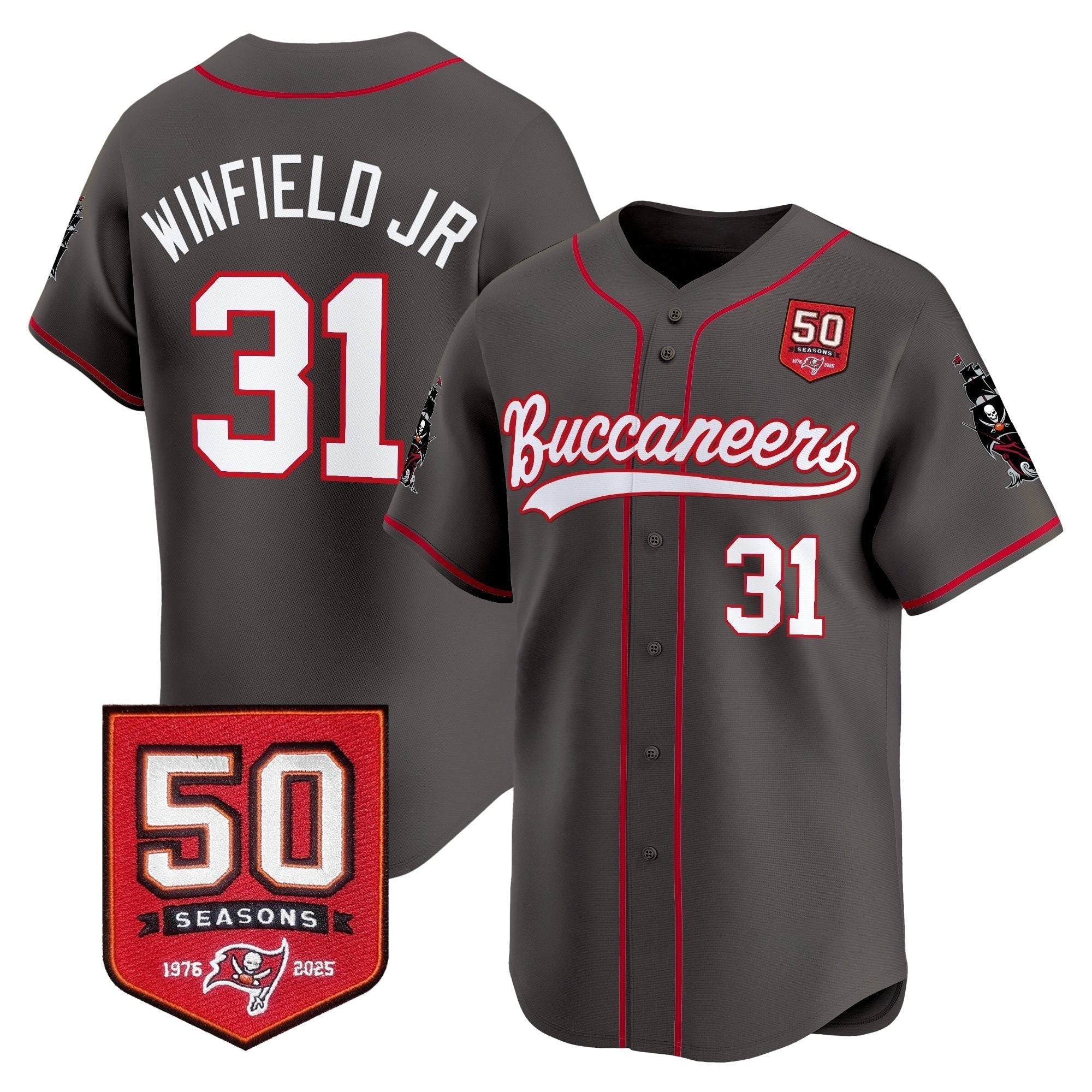 TB 50th Season Patch Vapor Baseball Jersey - Stitched