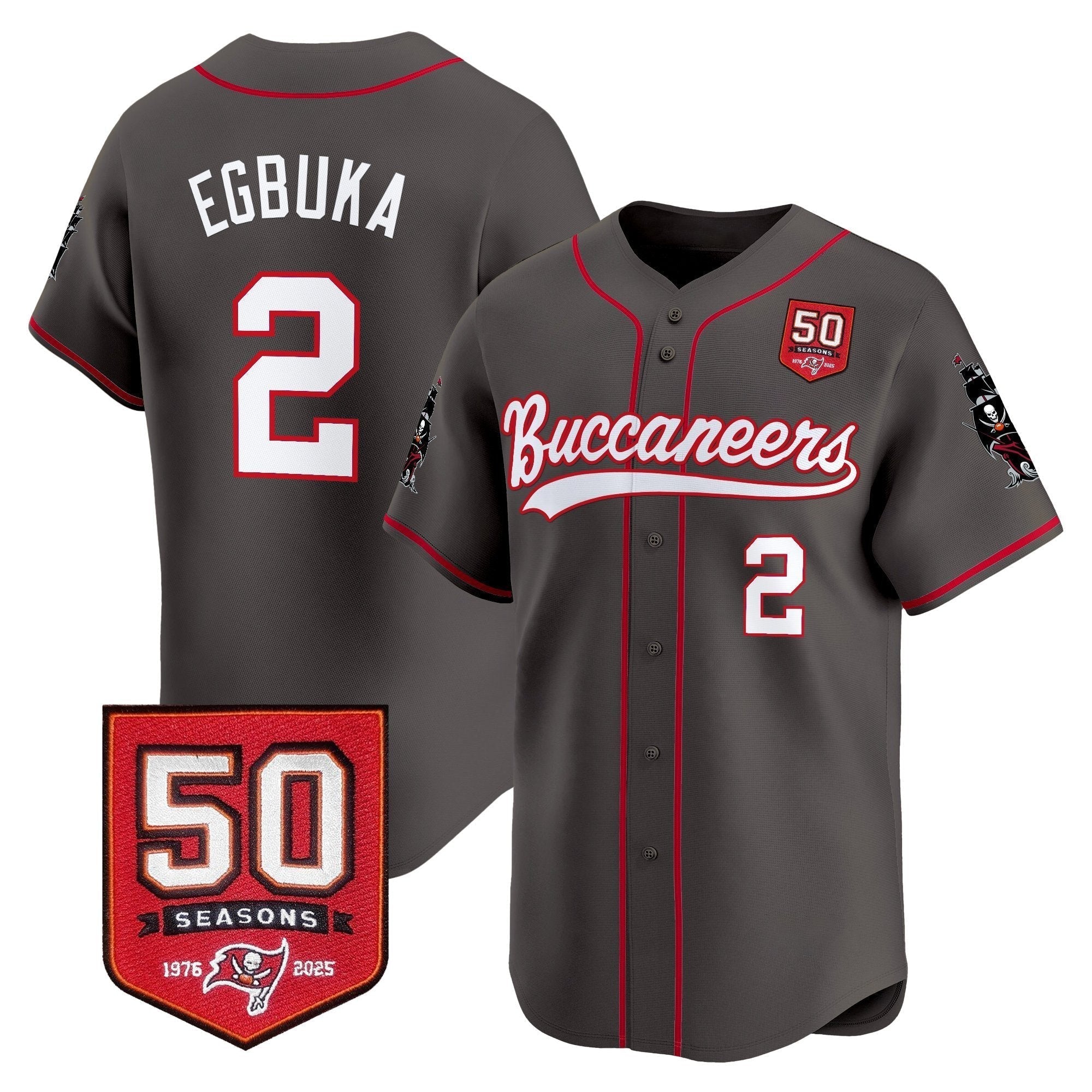 TB 50th Season Patch Vapor Baseball Jersey - Stitched