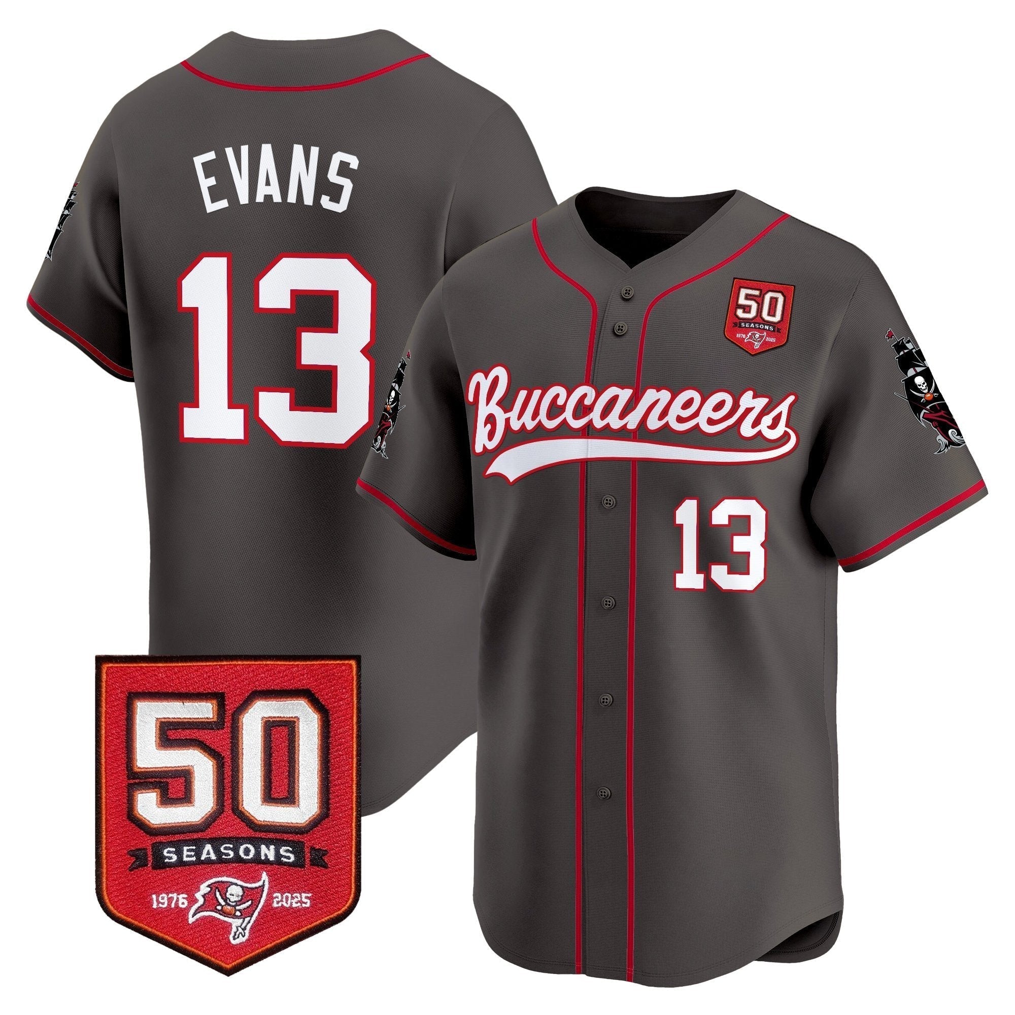 TB 50th Season Patch Vapor Baseball Jersey - Stitched