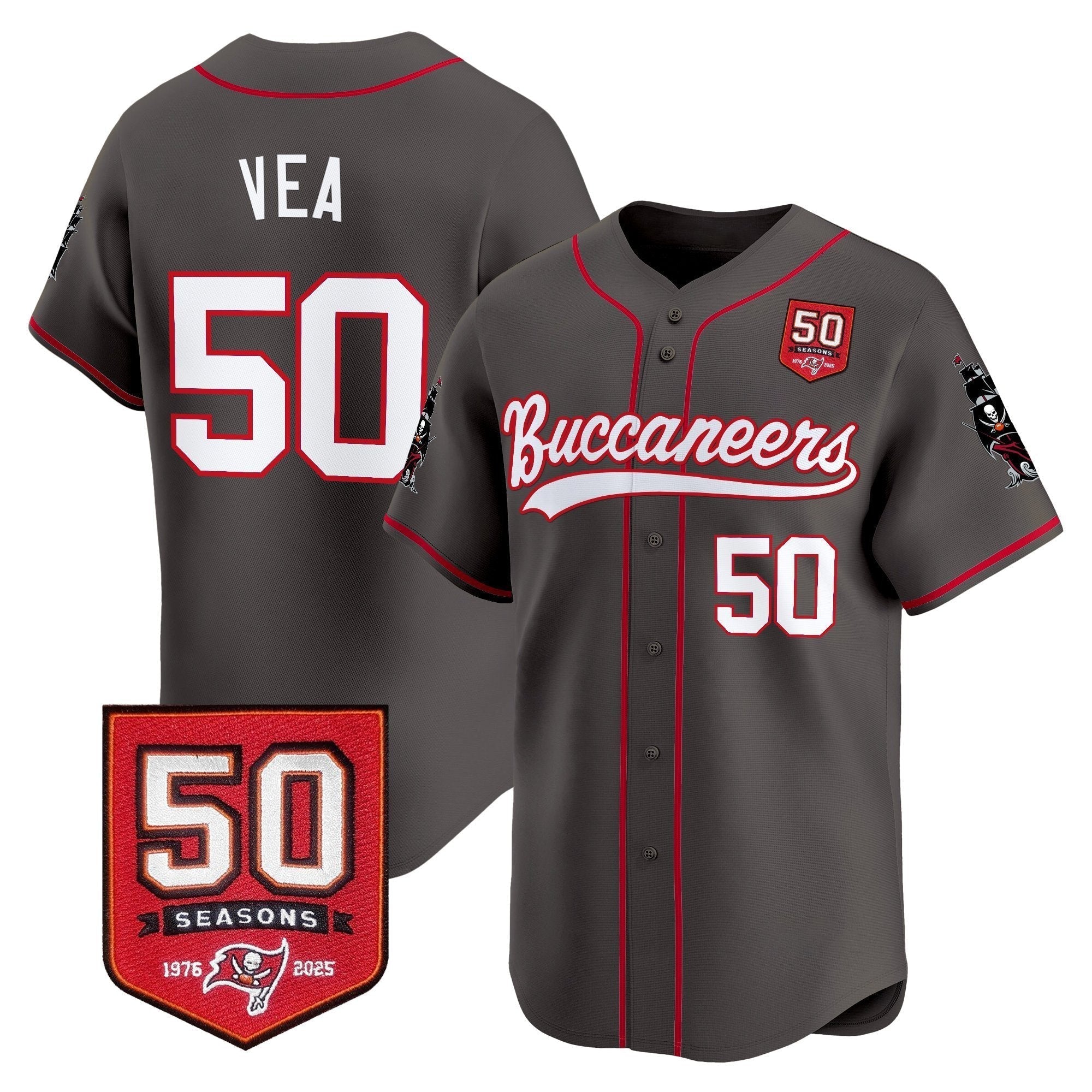 TB 50th Season Patch Vapor Baseball Jersey - Stitched