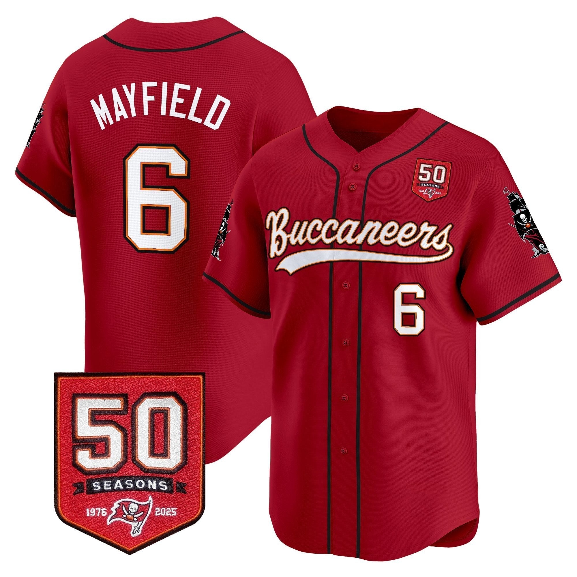 TB 50th Season Patch Vapor Baseball Jersey - Stitched