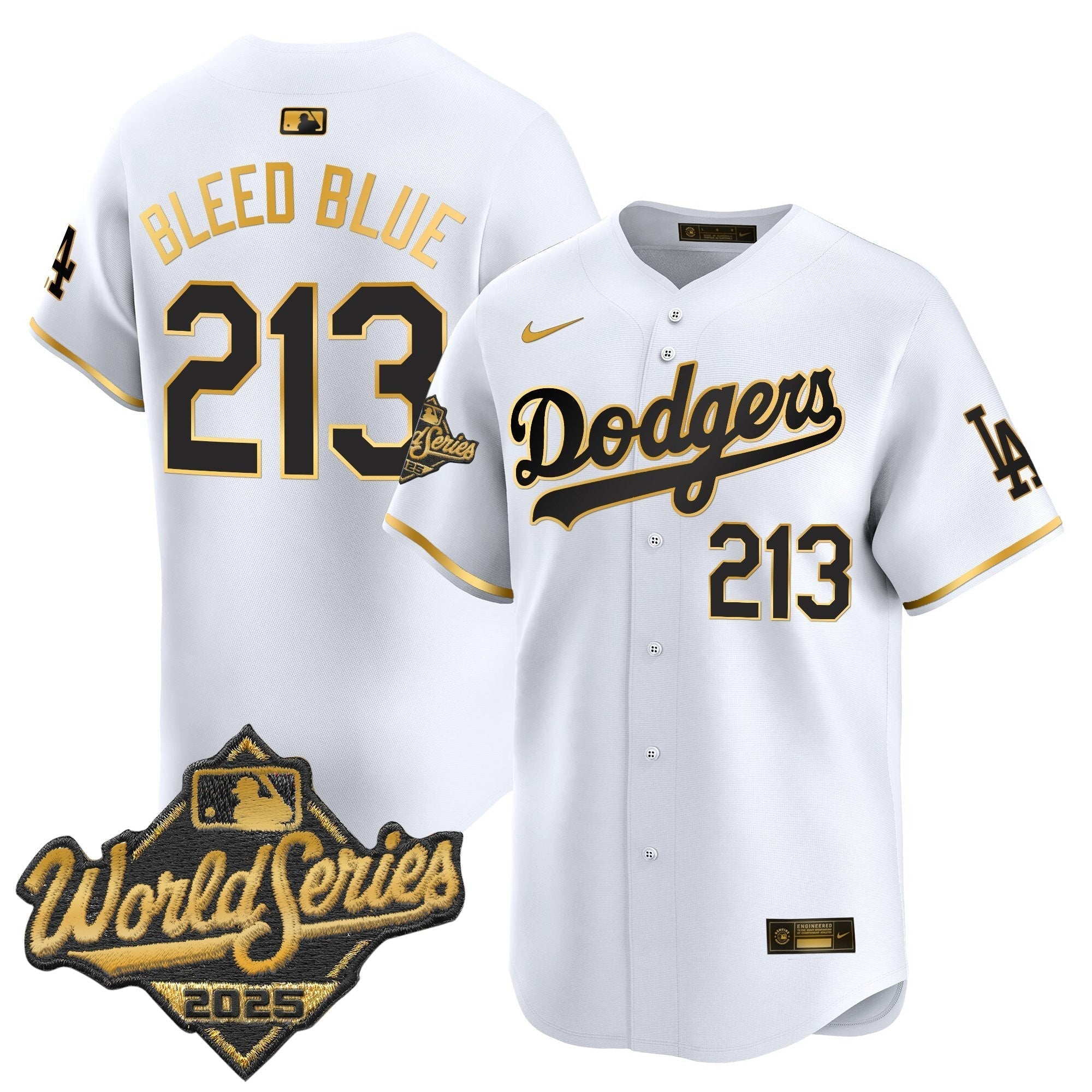Dodgers 2025 World Series Gold Trim Vapor Premier Limited Jersey - Stitched