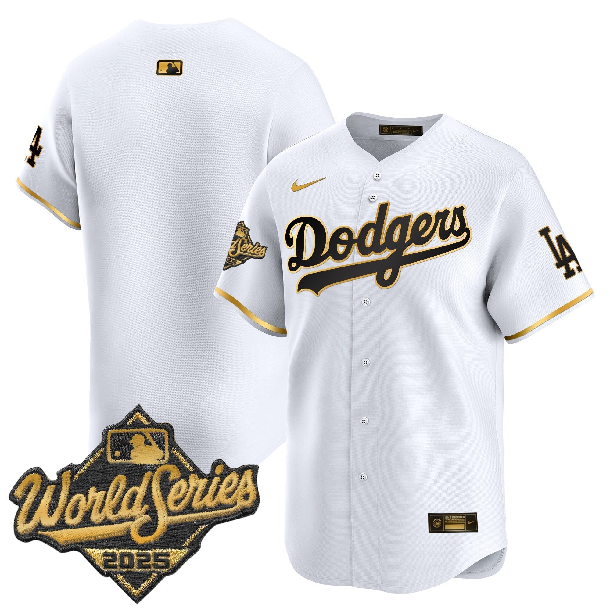 Dodgers 2025 World Series Gold Trim Vapor Premier Limited Jersey - Stitched