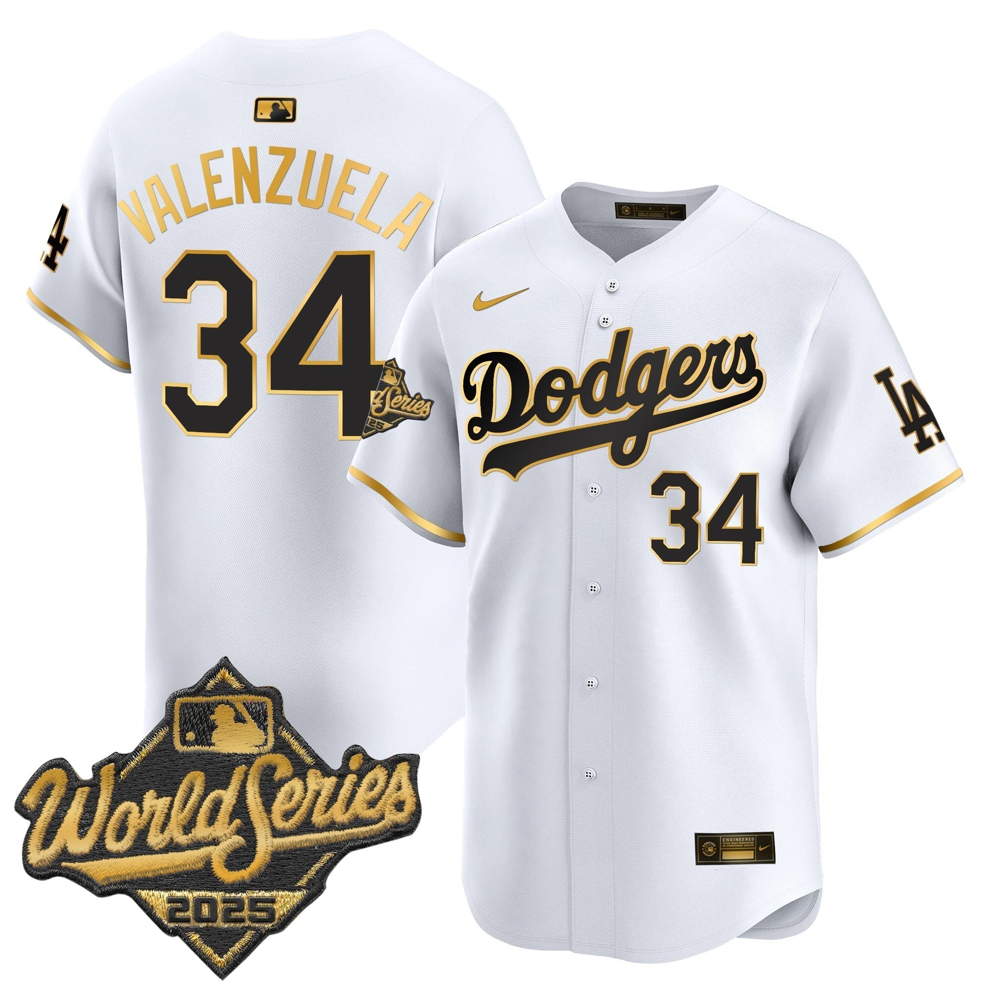 Dodgers 2025 World Series Gold Trim Vapor Premier Limited Jersey - Stitched