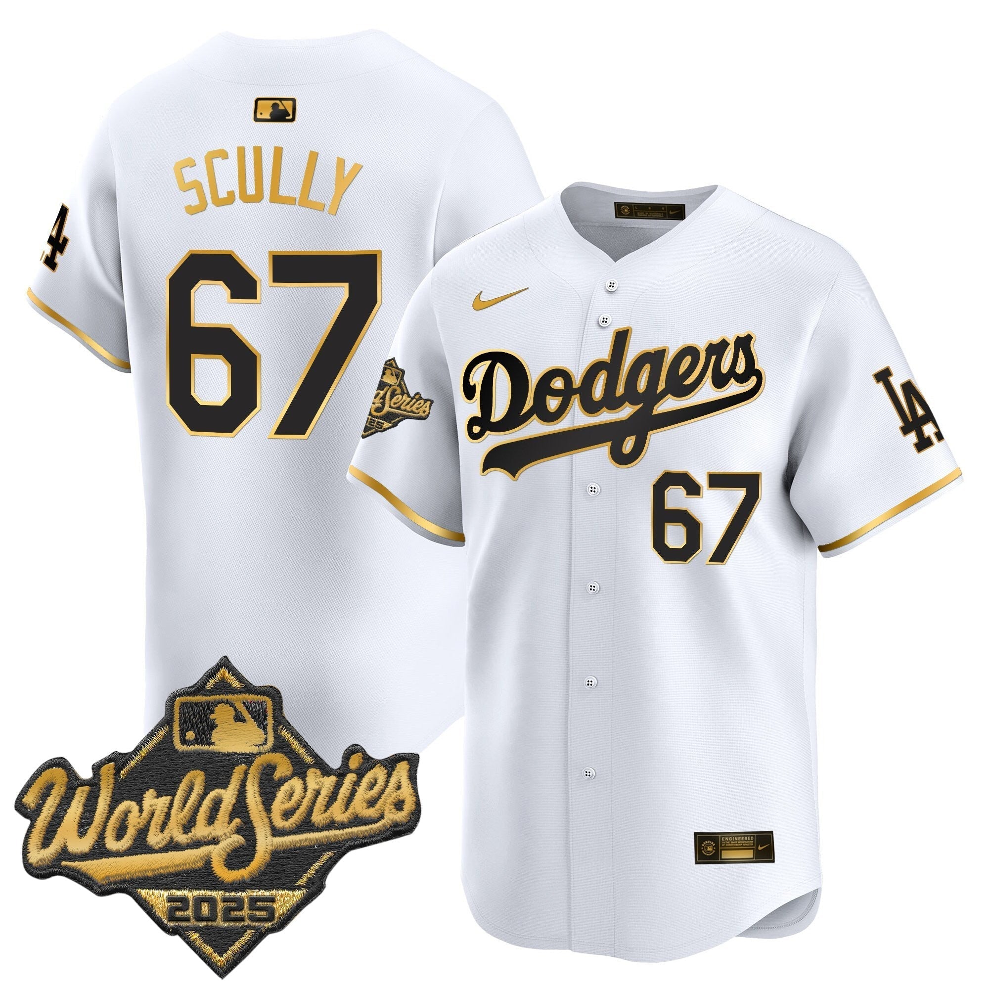 Dodgers 2025 World Series Gold Trim Vapor Premier Limited Jersey - Stitched