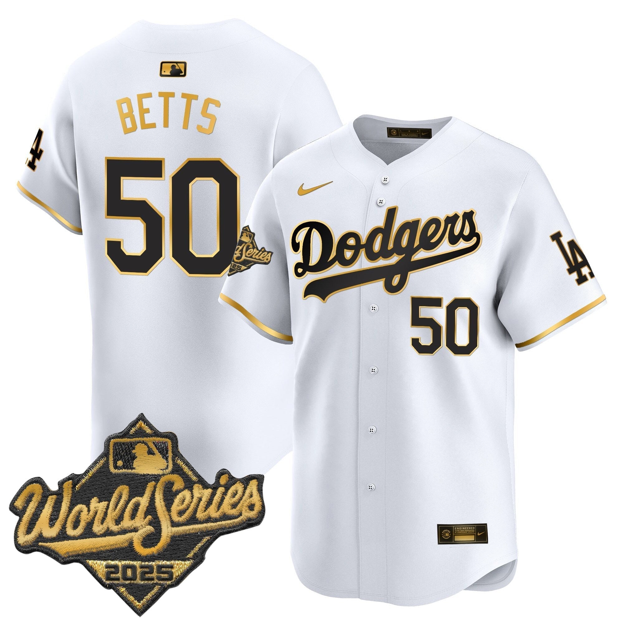 Dodgers 2025 World Series Gold Trim Vapor Premier Limited Jersey - Stitched