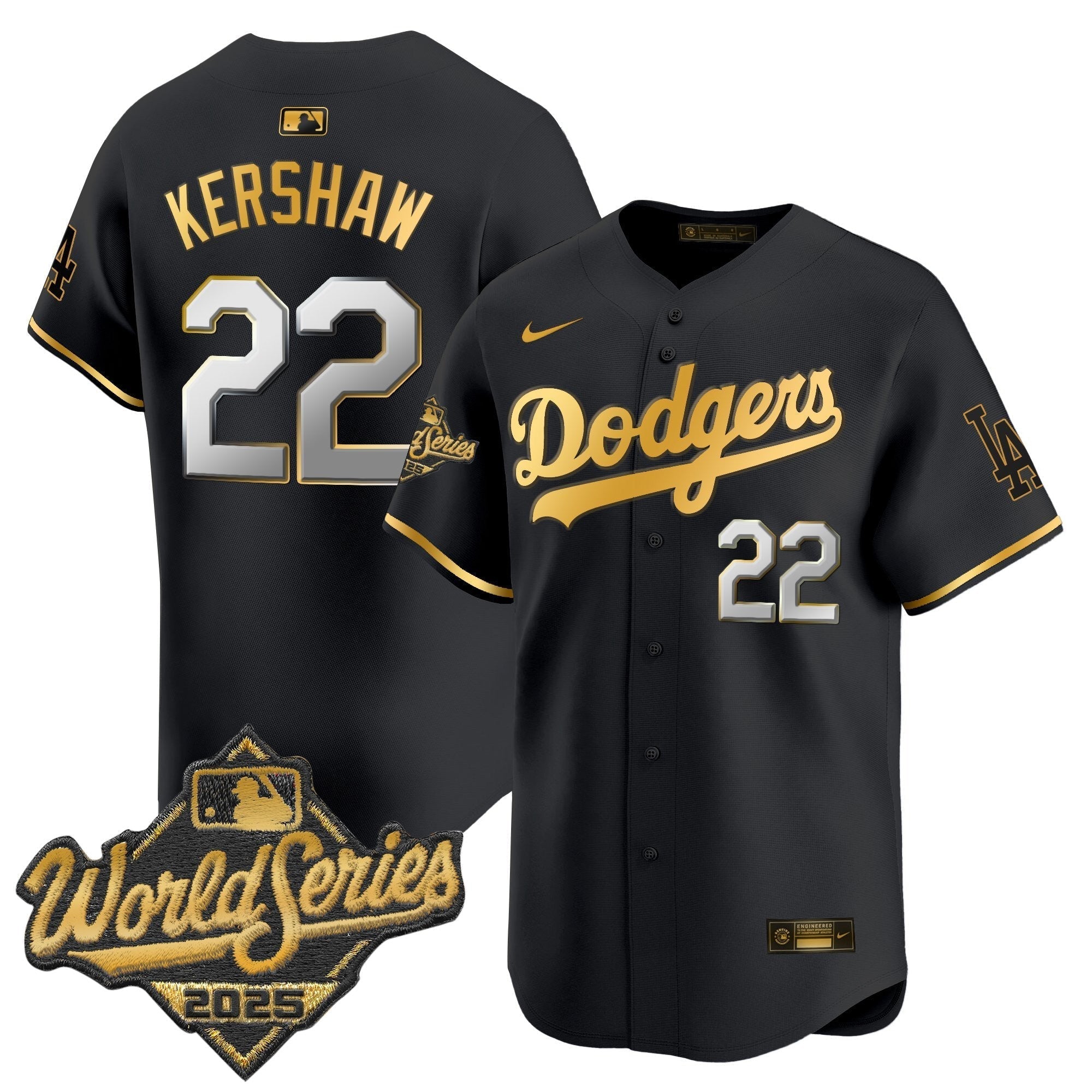 Dodgers 2025 World Series Gold Trim Vapor Premier Limited Jersey - Stitched