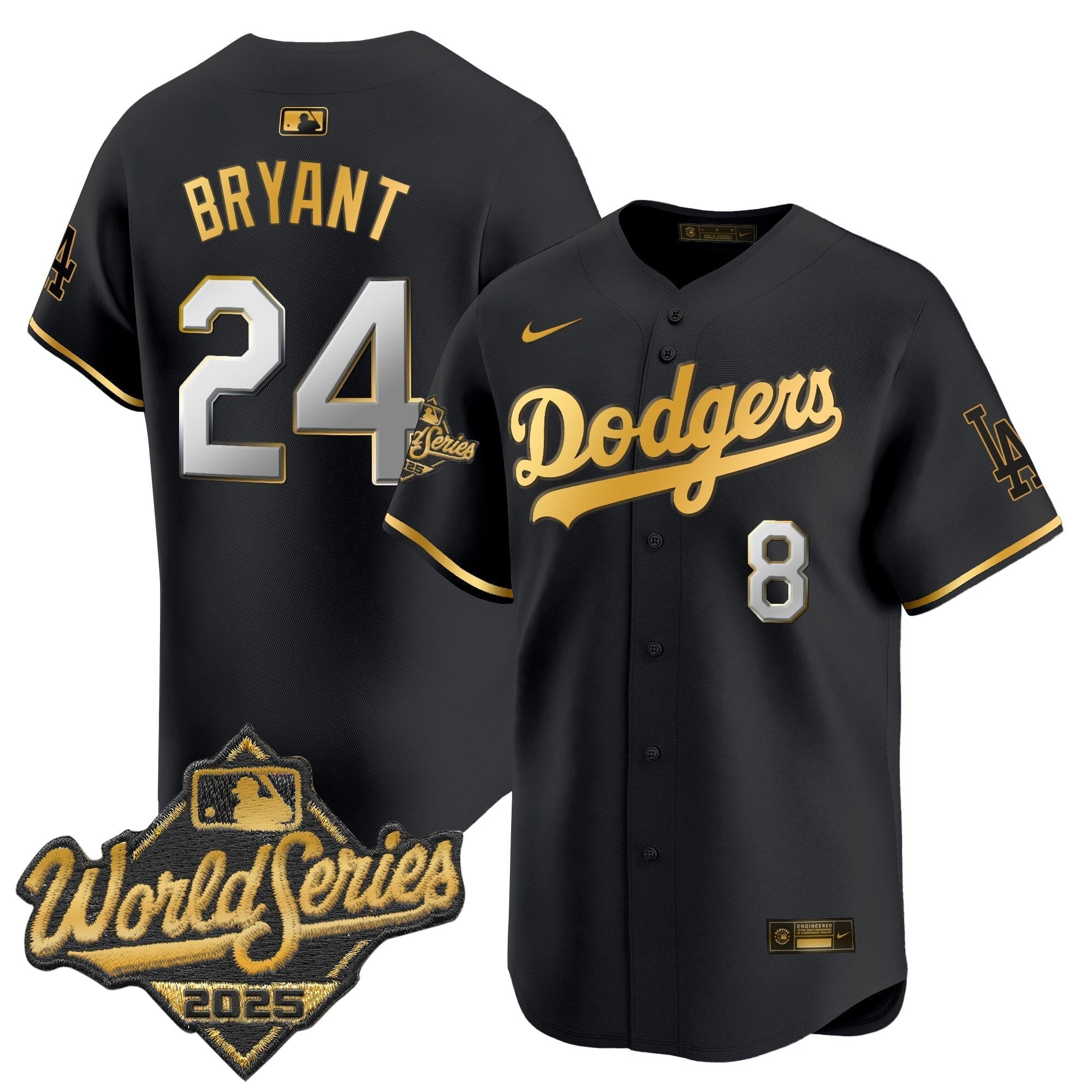 Dodgers 2025 World Series Gold Trim Vapor Premier Limited Jersey - Stitched