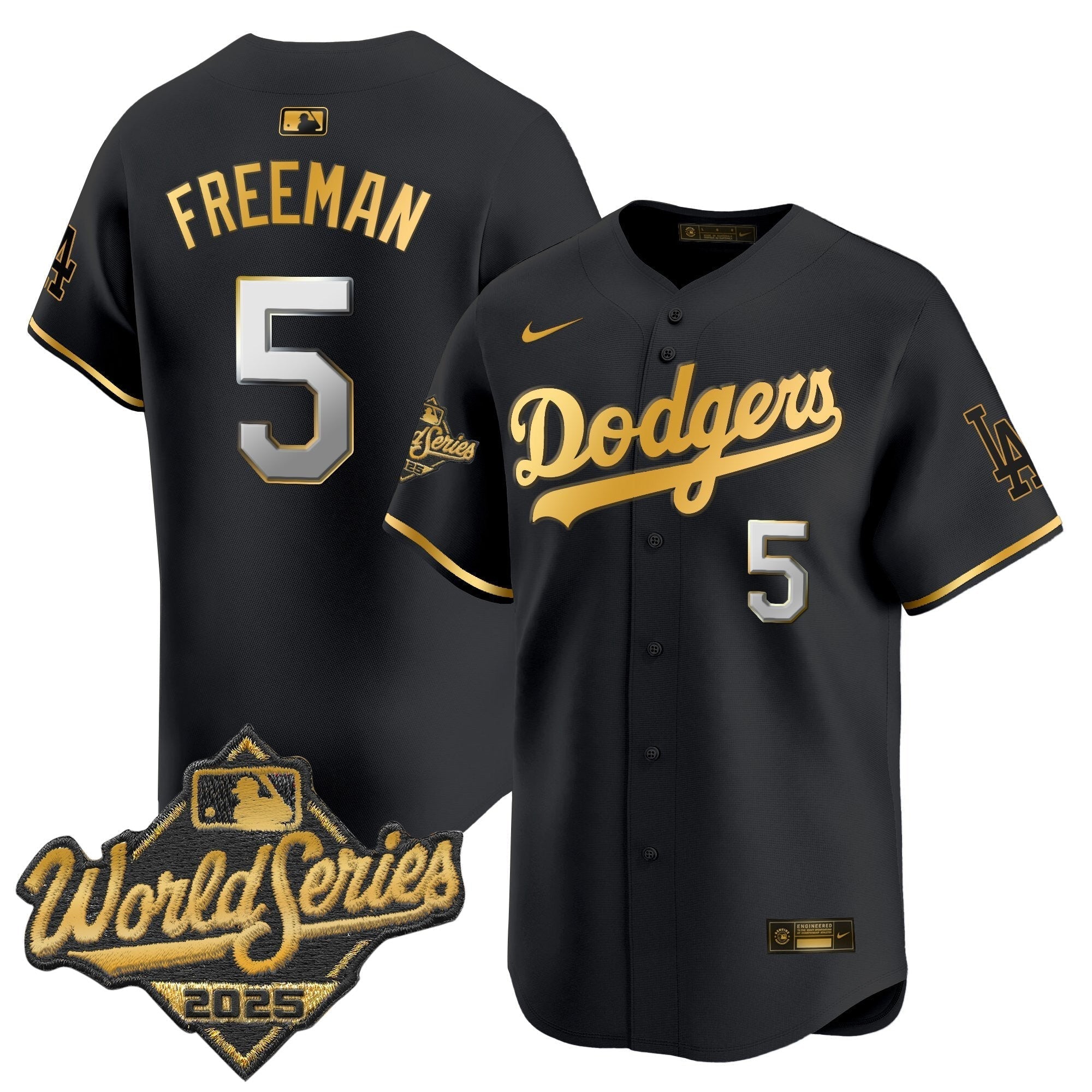 Dodgers 2025 World Series Gold Trim Vapor Premier Limited Jersey - Stitched