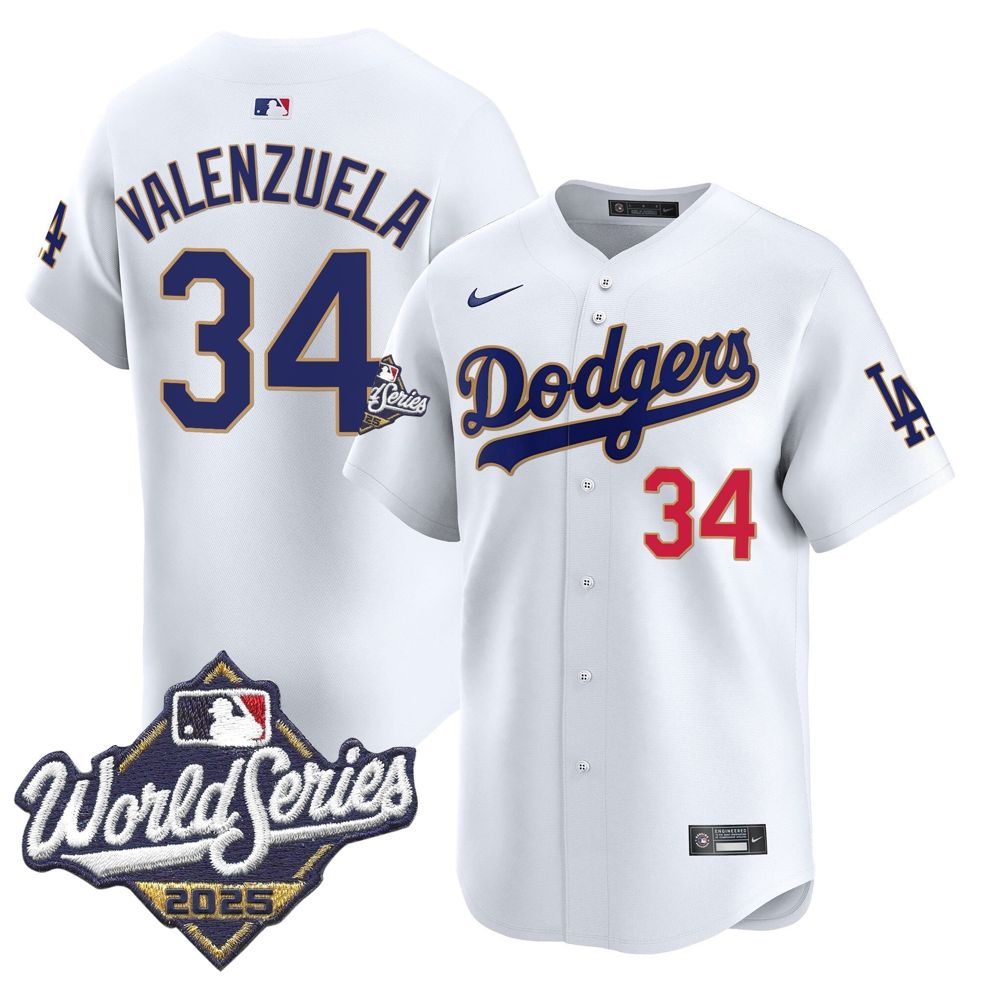 Dodgers 2025 World Series Gold Trim Vapor Premier Limited Jersey - Stitched