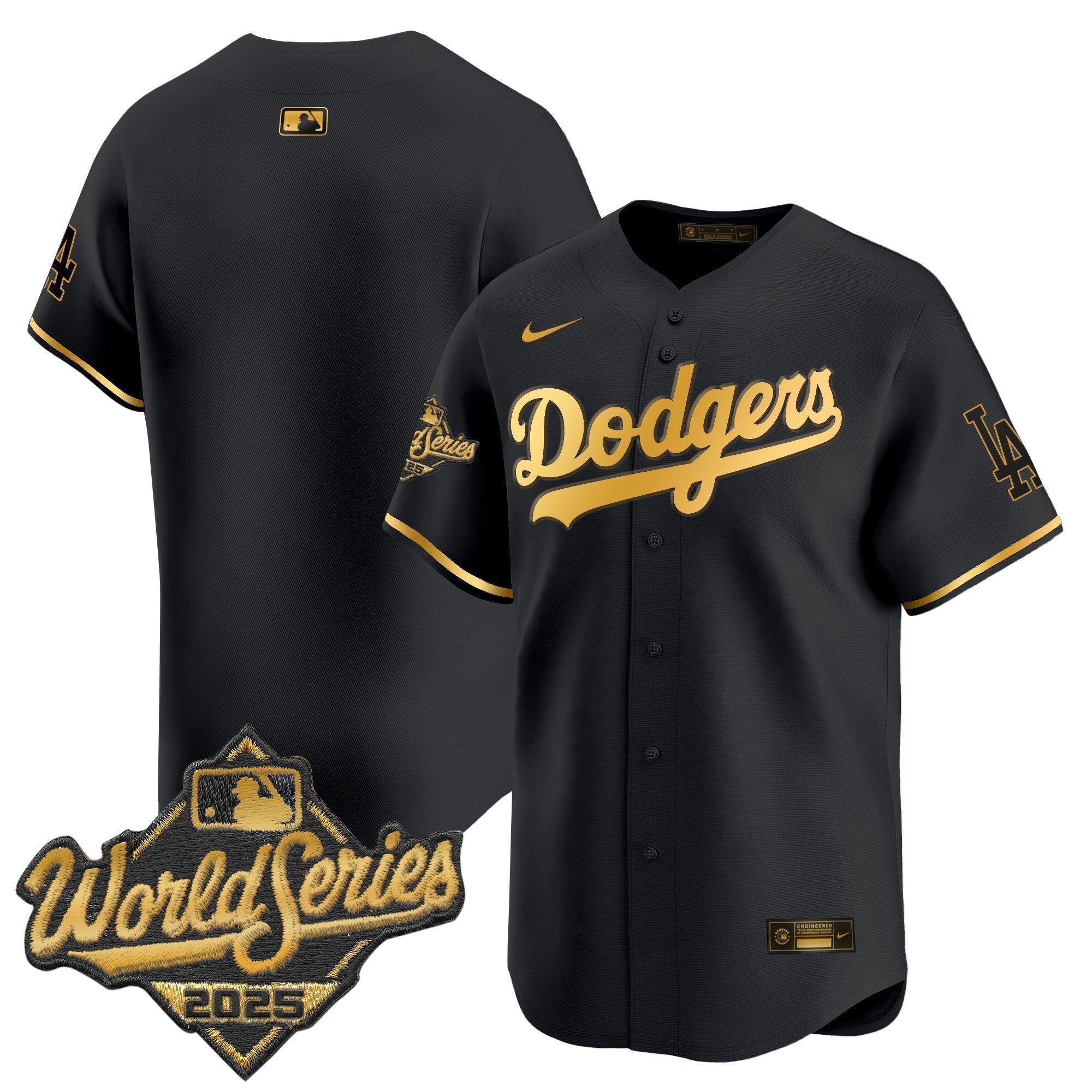 Dodgers 2025 World Series Gold Trim Vapor Premier Limited Jersey - Stitched