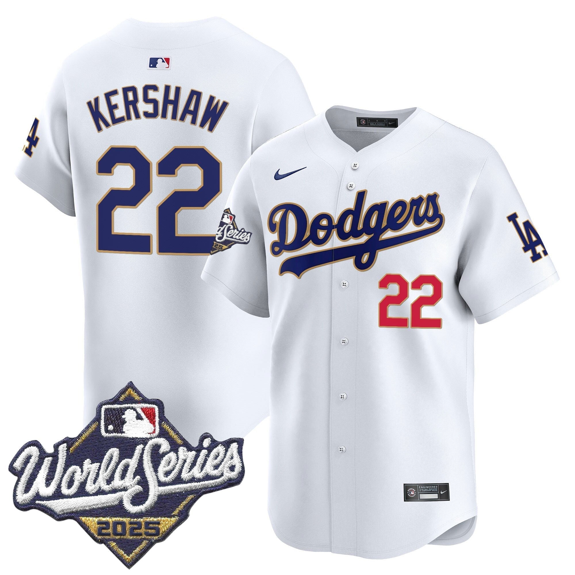 Dodgers 2025 World Series Gold Trim Vapor Premier Limited Jersey - Stitched