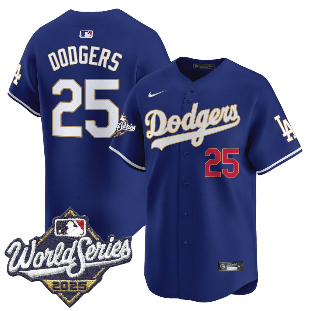 Dodgers 2025 World Series Gold Trim Vapor Premier Limited Jersey - Stitched