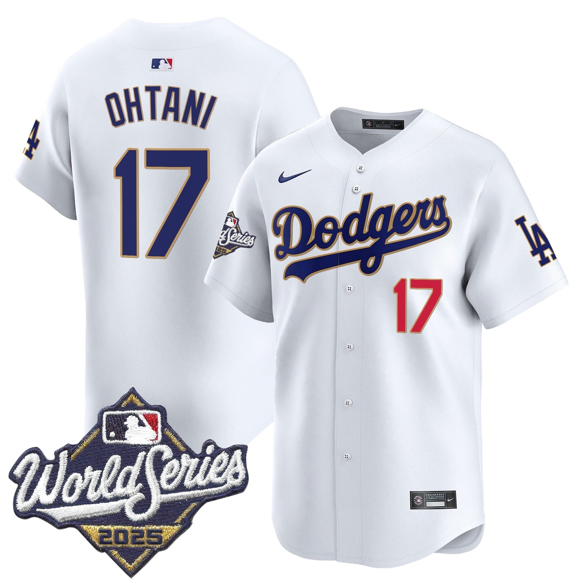 Dodgers 2025 World Series Gold Trim Vapor Premier Limited Jersey - Stitched