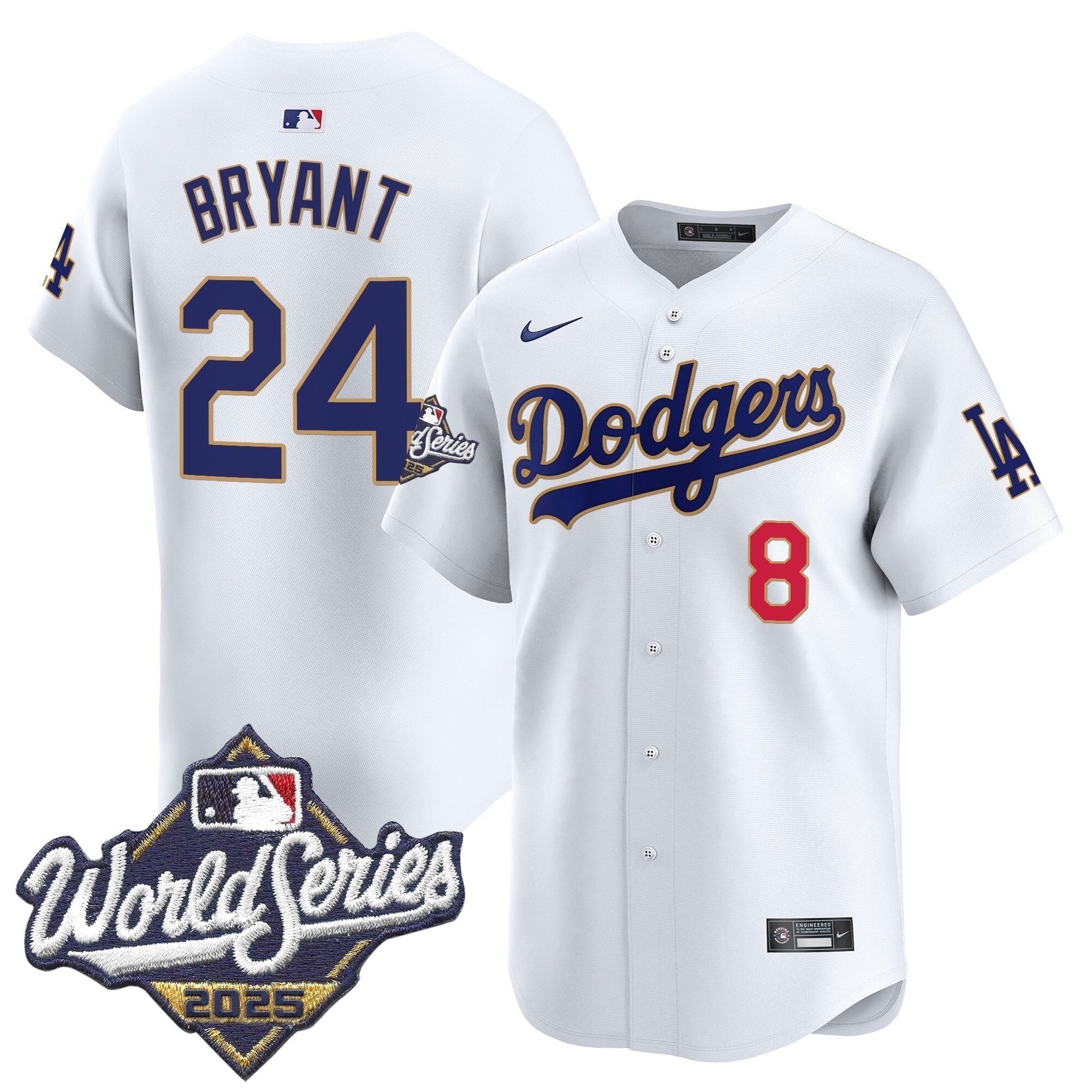 Dodgers 2025 World Series Gold Trim Vapor Premier Limited Jersey - Stitched