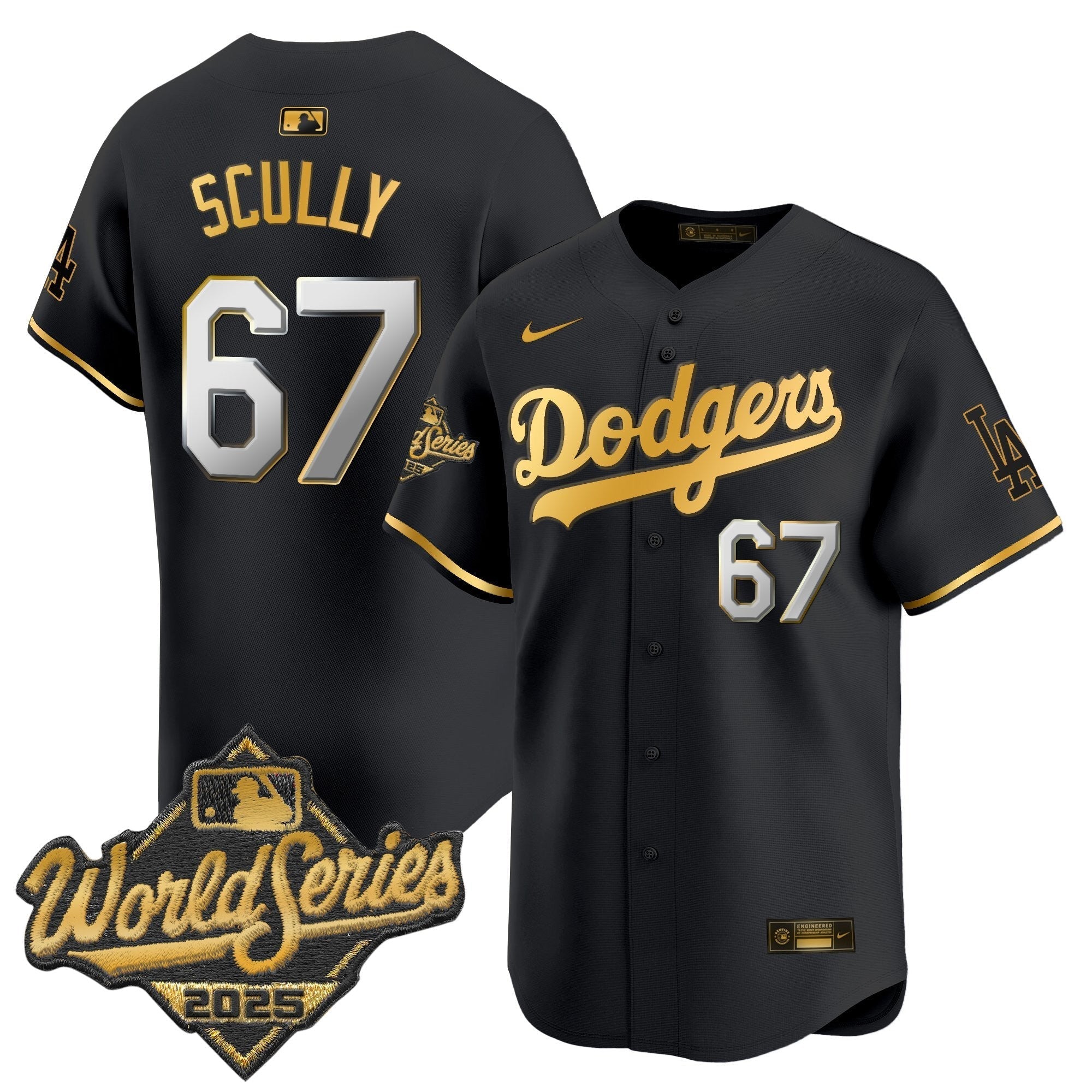 Dodgers 2025 World Series Gold Trim Vapor Premier Limited Jersey - Stitched