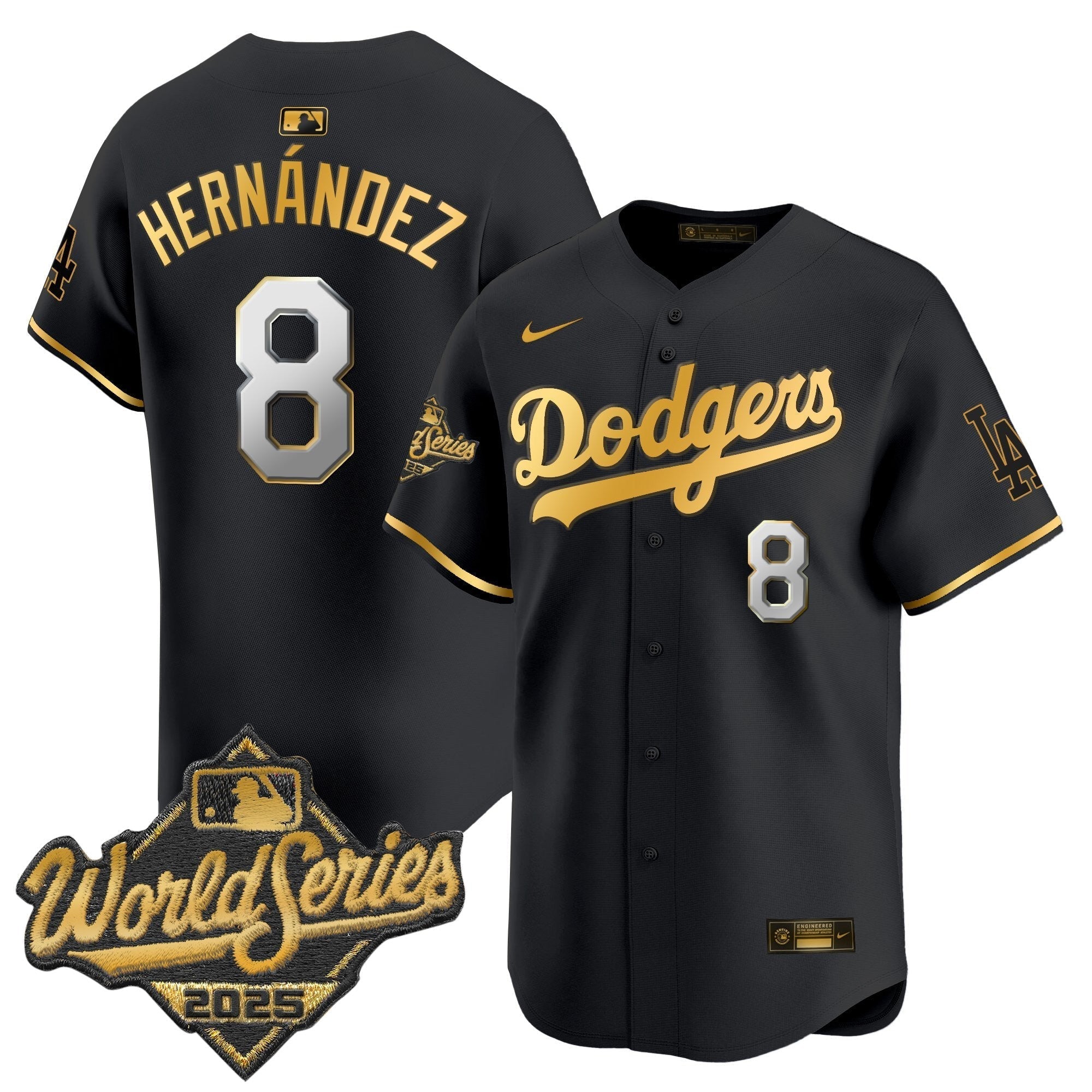 Dodgers 2025 World Series Gold Trim Vapor Premier Limited Jersey - Stitched
