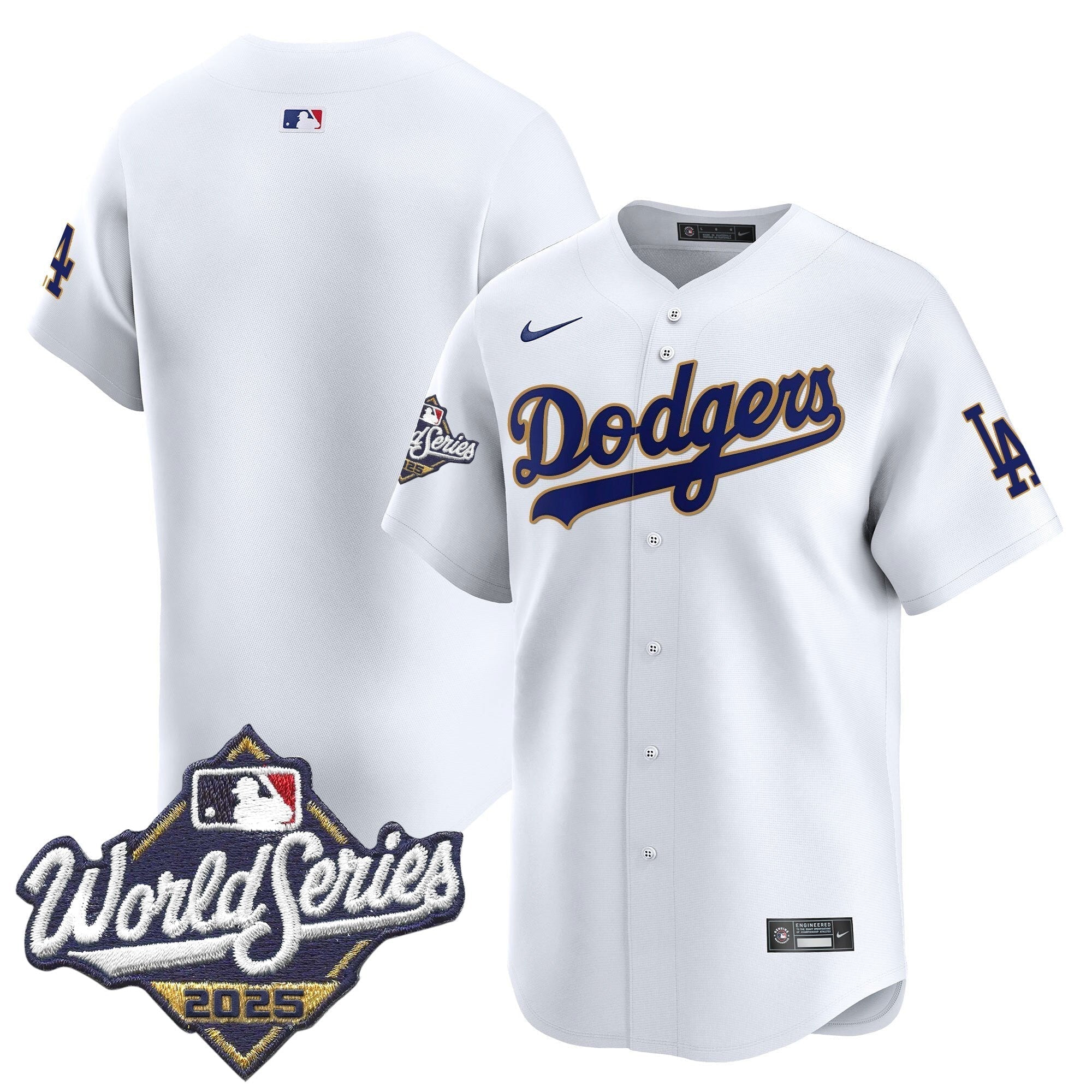 Dodgers 2025 World Series Gold Trim Vapor Premier Limited Jersey - Stitched
