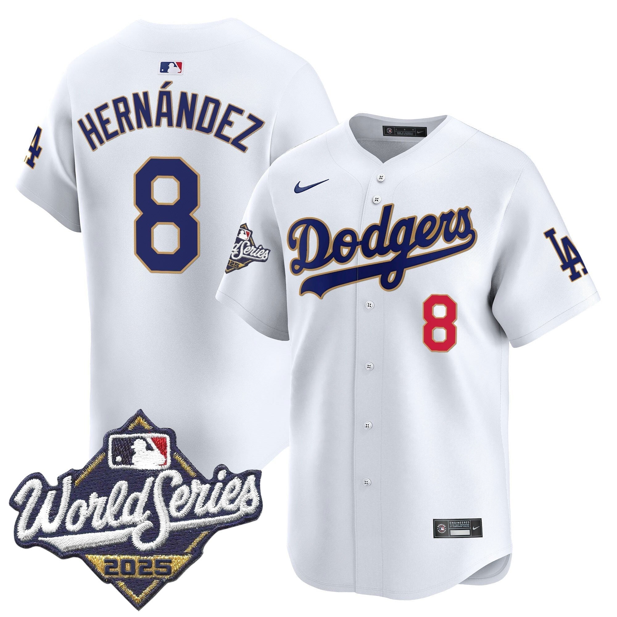 Dodgers 2025 World Series Gold Trim Vapor Premier Limited Jersey - Stitched