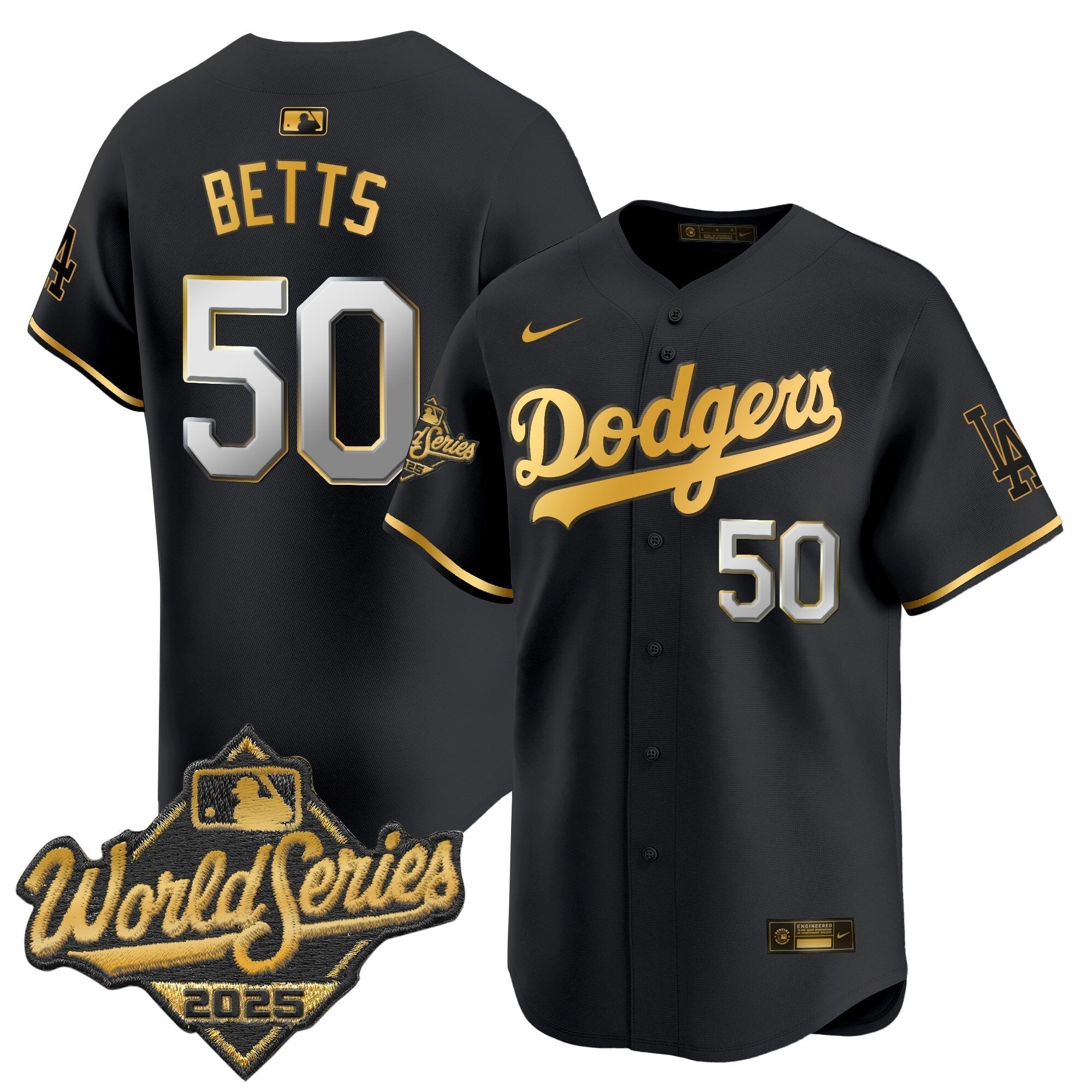 Dodgers 2025 World Series Gold Trim Vapor Premier Limited Jersey - Stitched
