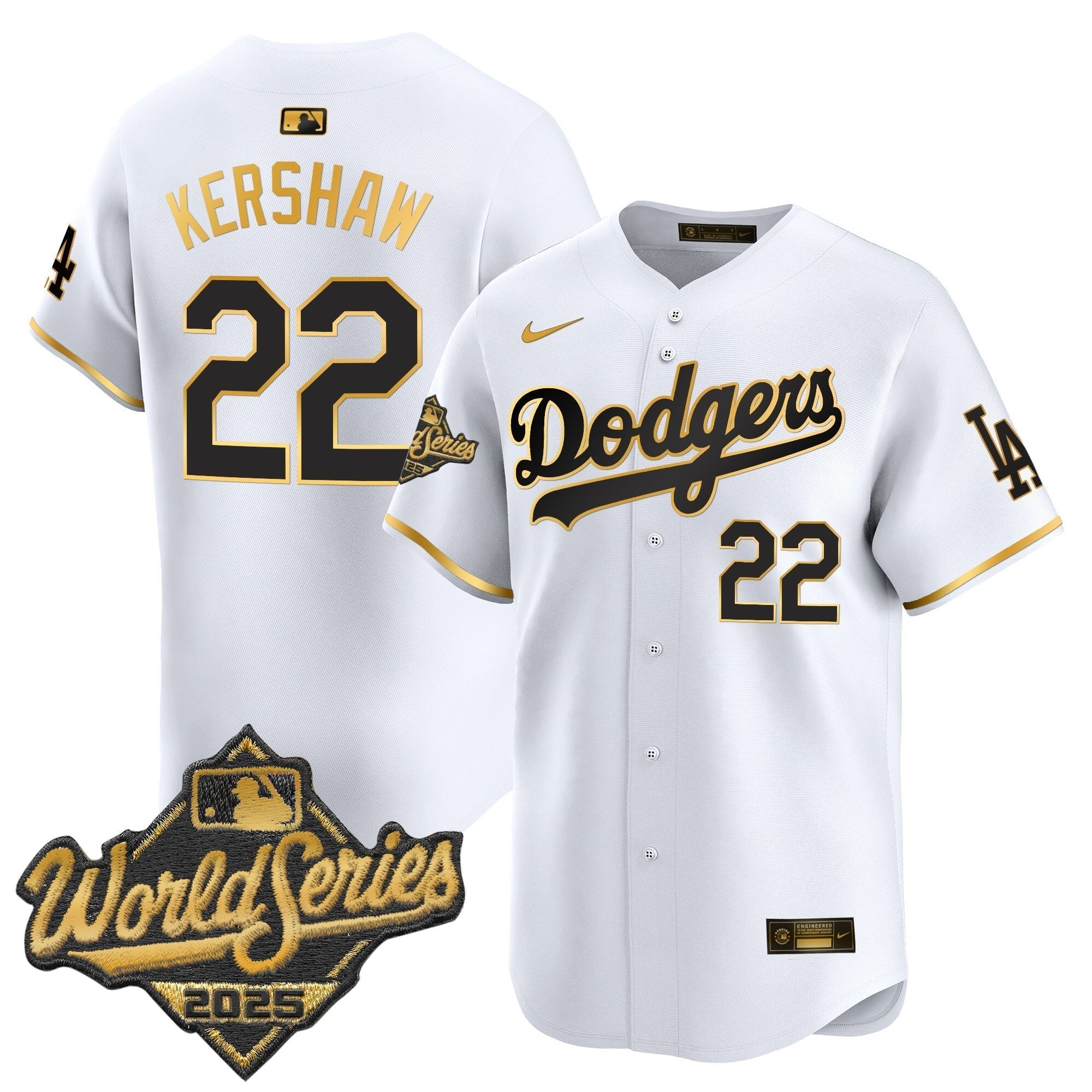 Dodgers 2025 World Series Gold Trim Vapor Premier Limited Jersey - Stitched