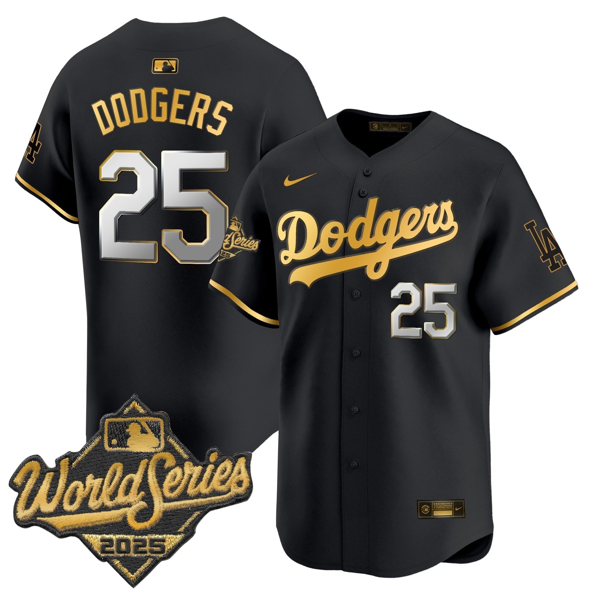 Dodgers 2025 World Series Gold Trim Vapor Premier Limited Jersey - Stitched