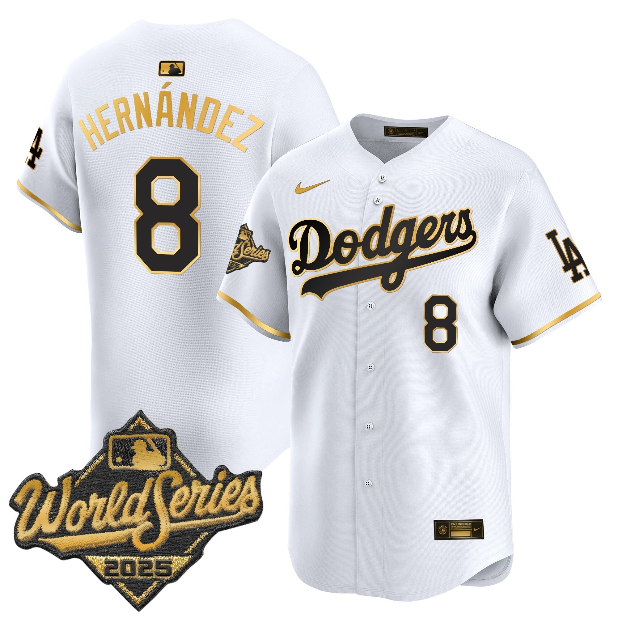 Dodgers 2025 World Series Gold Trim Vapor Premier Limited Jersey - Stitched