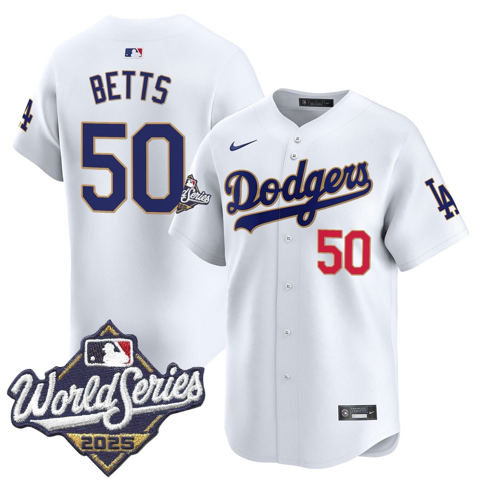 Dodgers 2025 World Series Gold Trim Vapor Premier Limited Jersey - Stitched