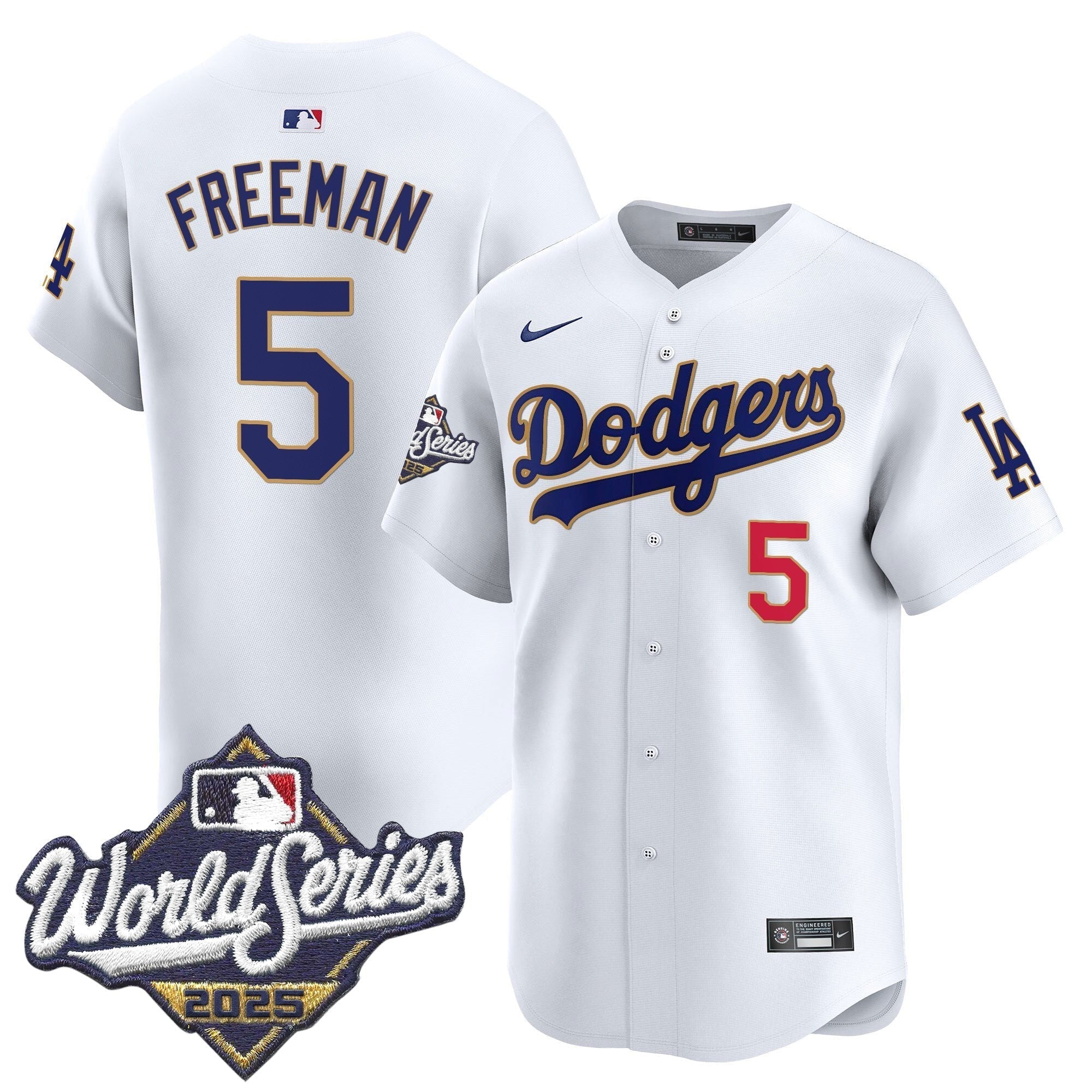 Dodgers 2025 World Series Gold Trim Vapor Premier Limited Jersey - Stitched