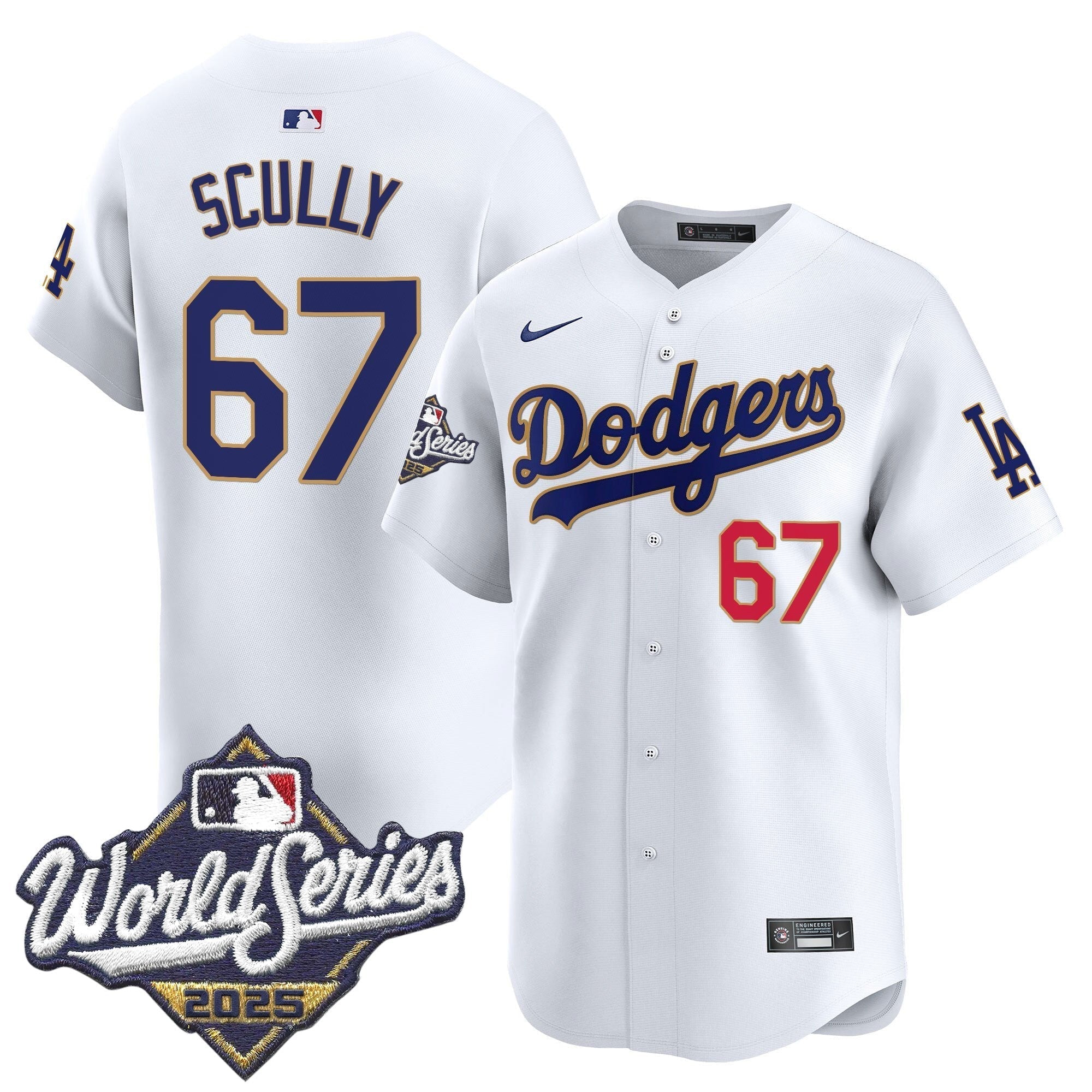 Dodgers 2025 World Series Gold Trim Vapor Premier Limited Jersey - Stitched