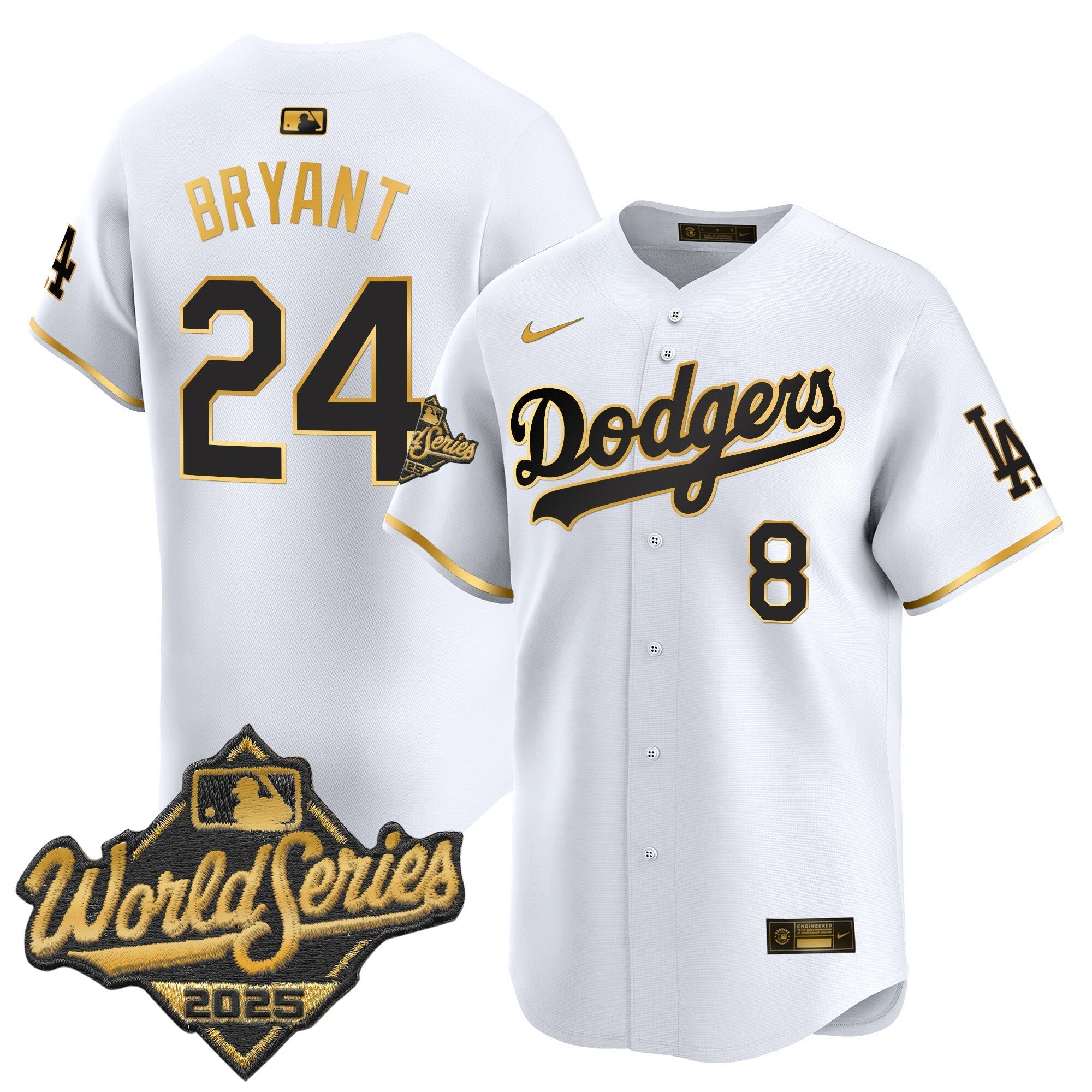 Dodgers 2025 World Series Gold Trim Vapor Premier Limited Jersey - Stitched
