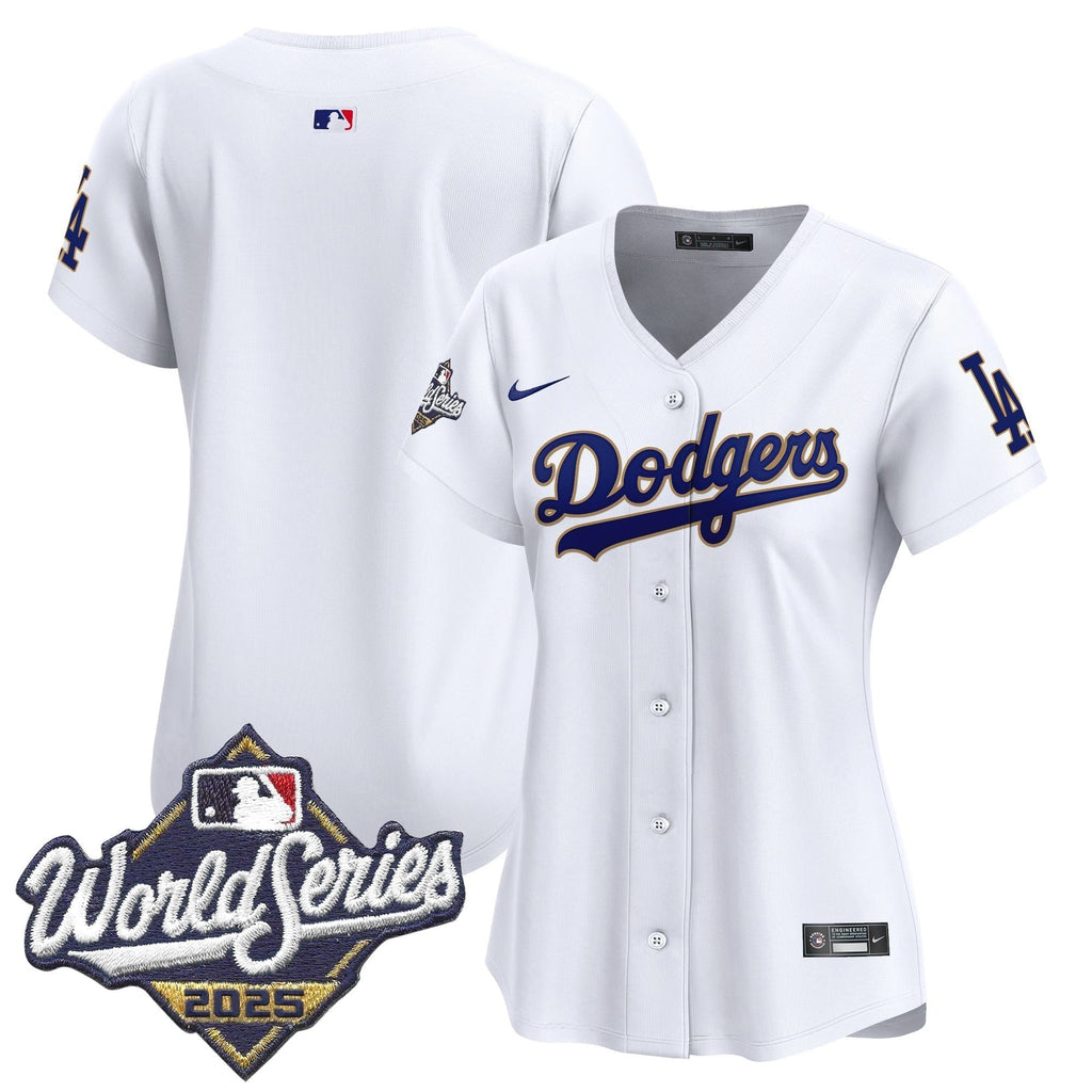 Women's Dodgers 2025 World Series Gold Trim Vapor Premier Limited Jersey - Stitched